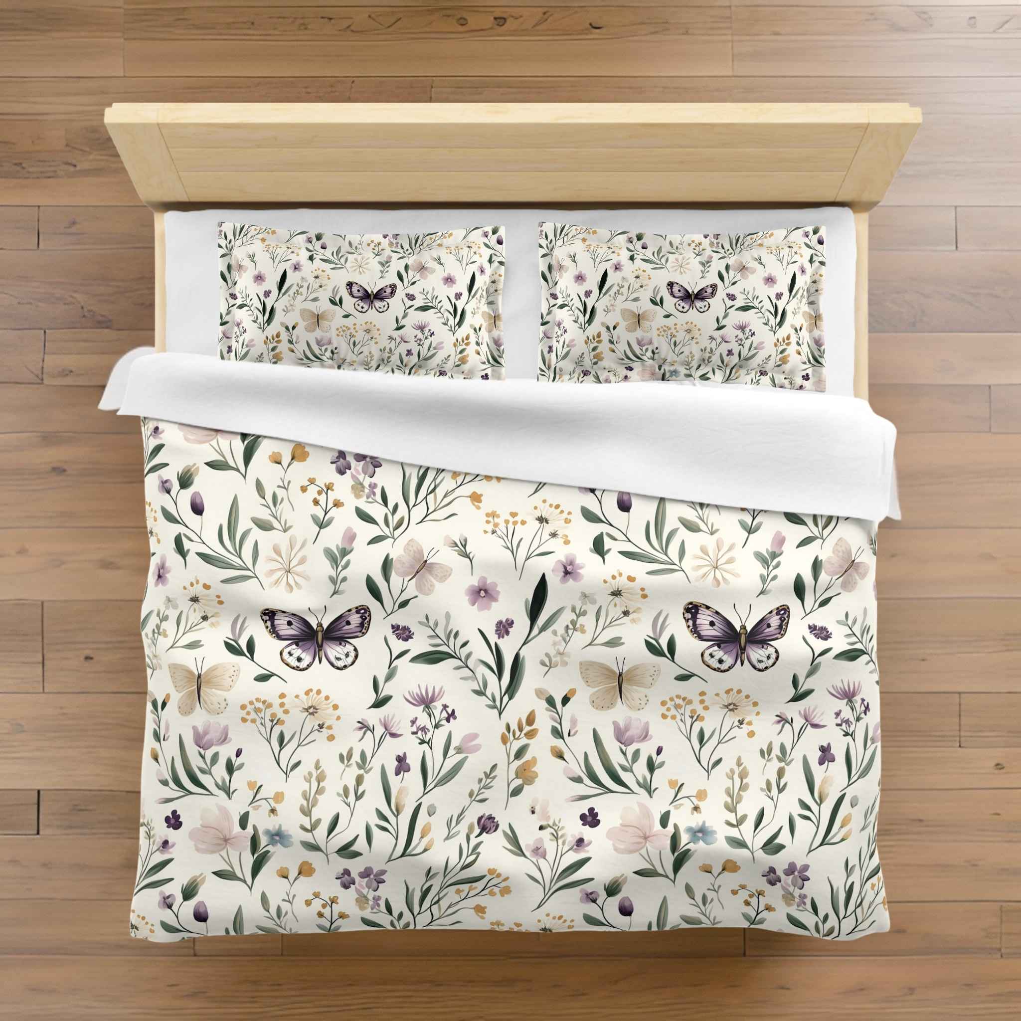 Boho Floral Duvet Cover - Butterfly Bedding | Meadow Wings