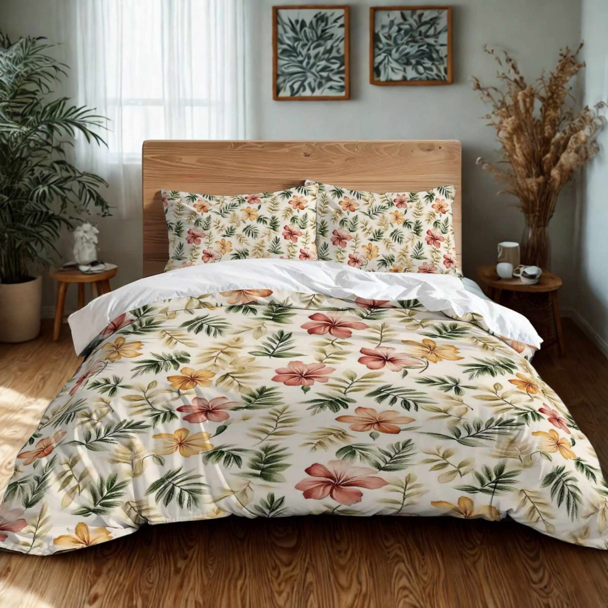 Cottagecore Duvet Cover - Hibiscus Floral | Meadow Bloom