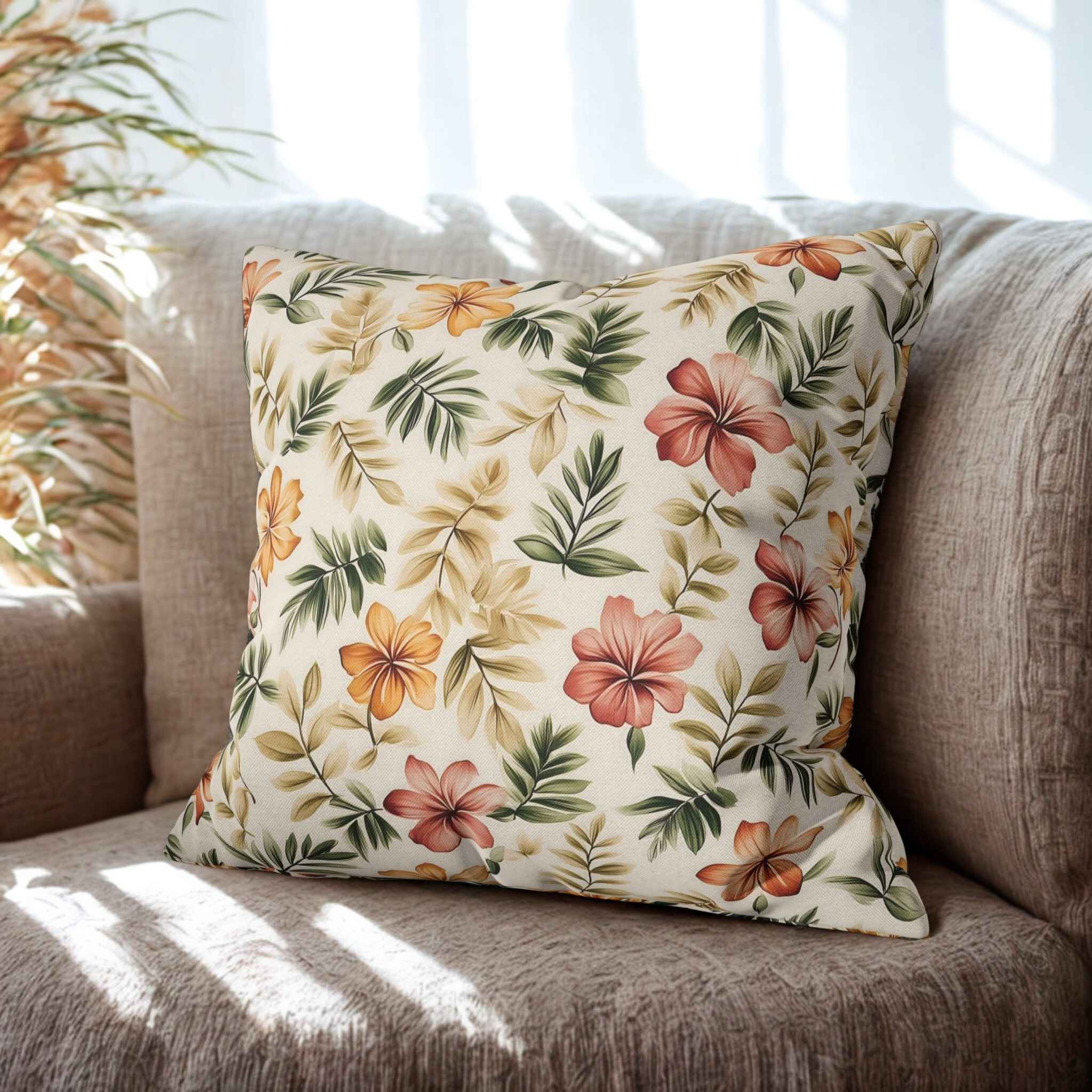 Cottagecore Pillow – Hibiscus Island Decor | Meadow Bloom