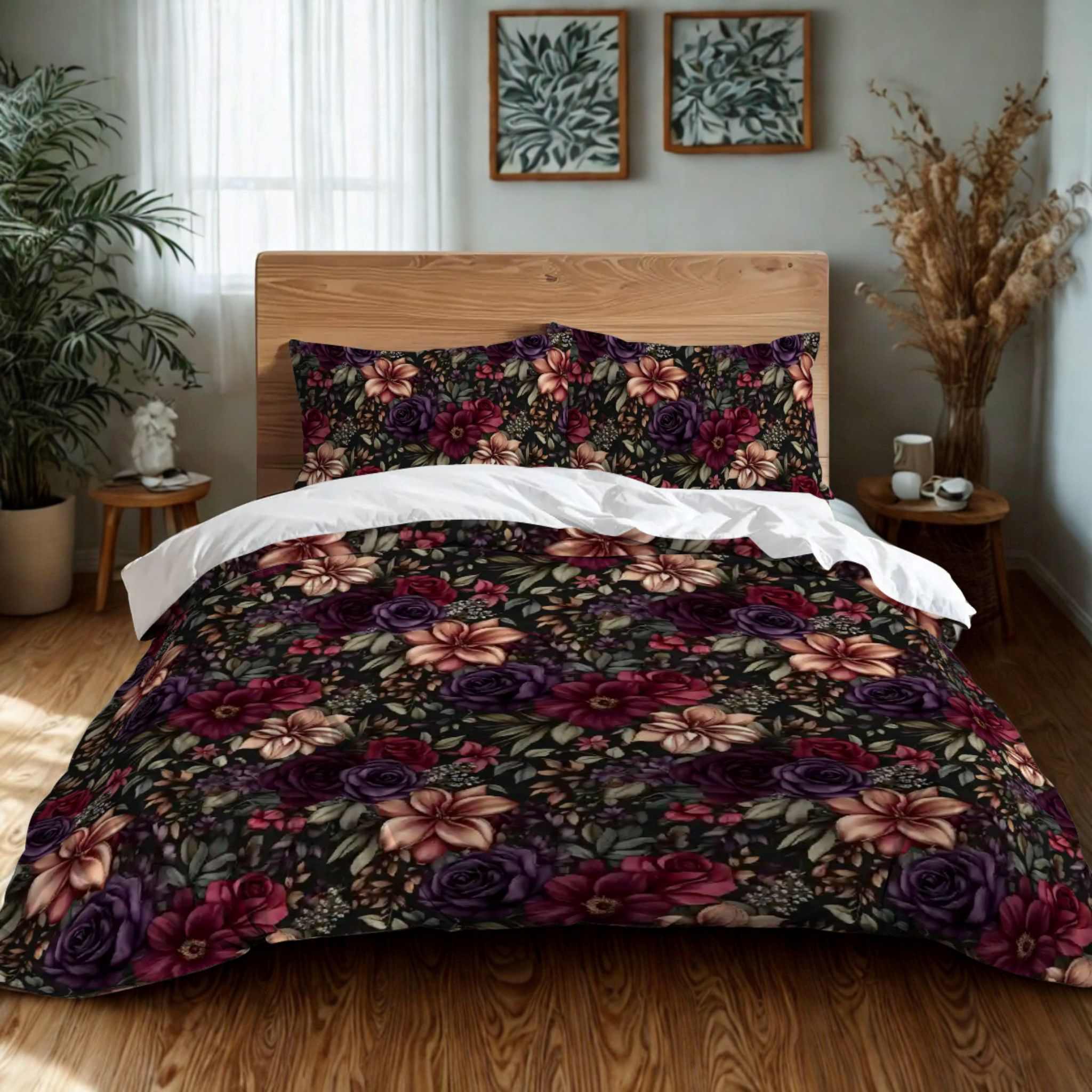 Gothic Floral Duvet Cover – Moody Bedding | Midnight Bloom