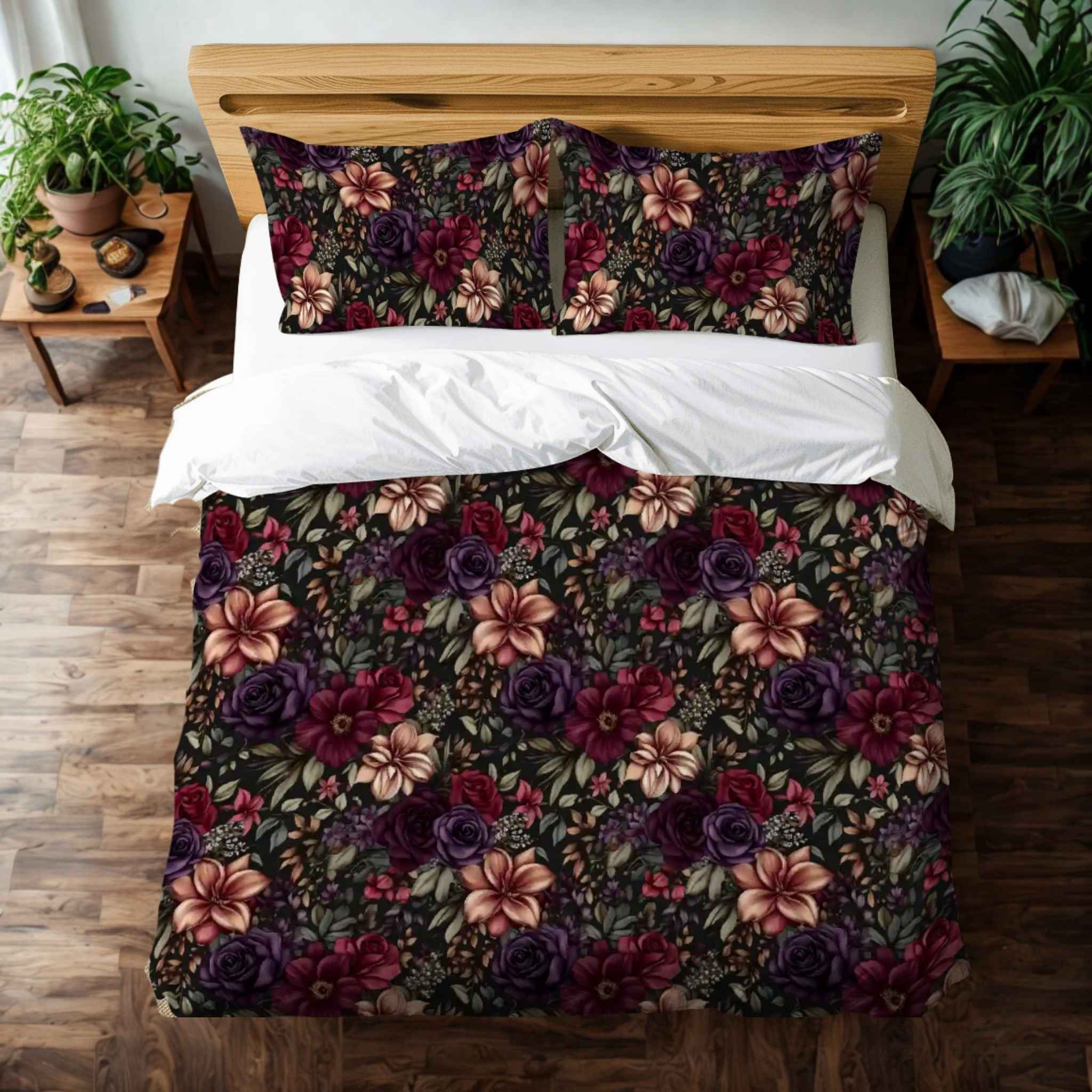 Gothic Floral Duvet Cover – Moody Bedding | Midnight Bloom