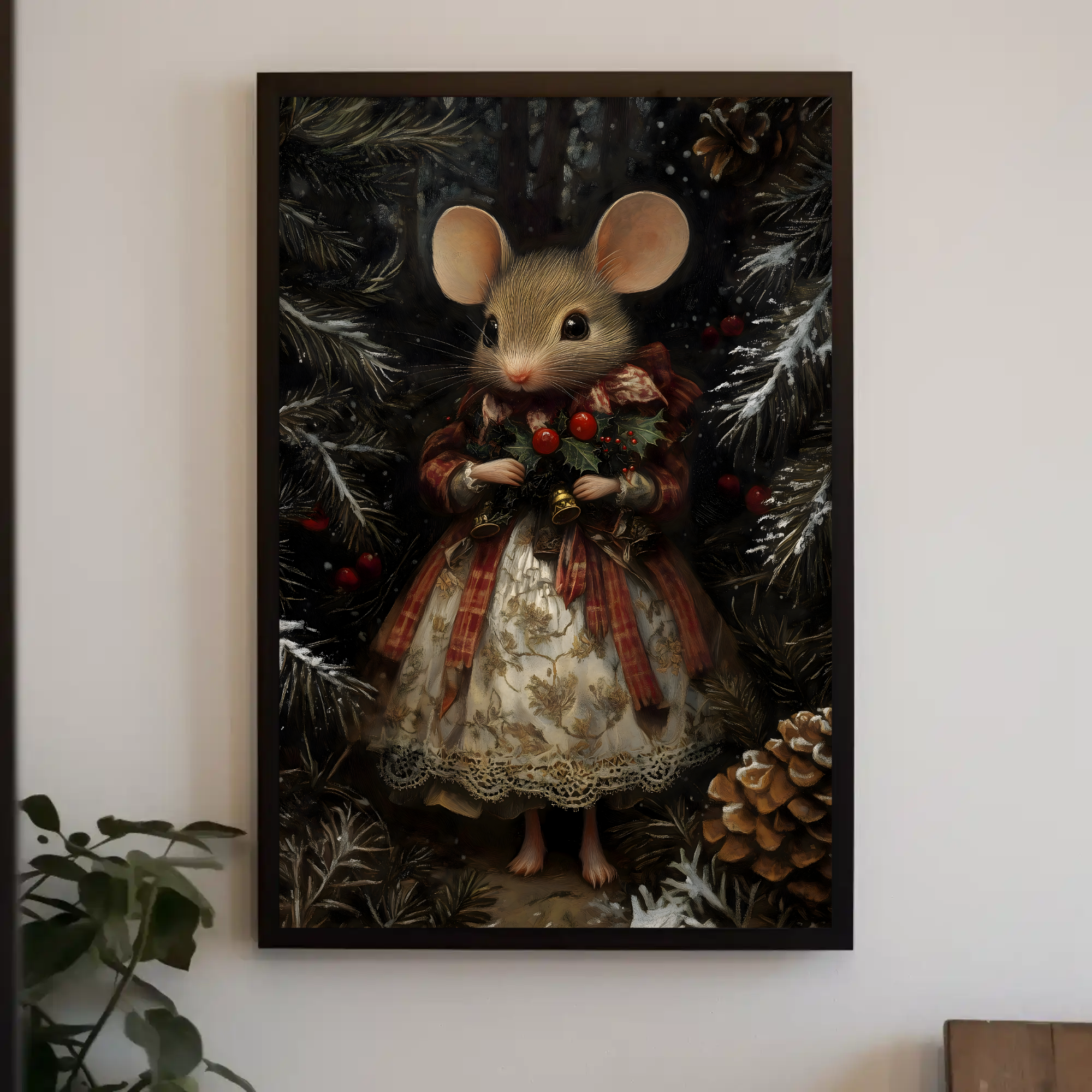 Mistletoe Mouse Wall Art: Winter Animals