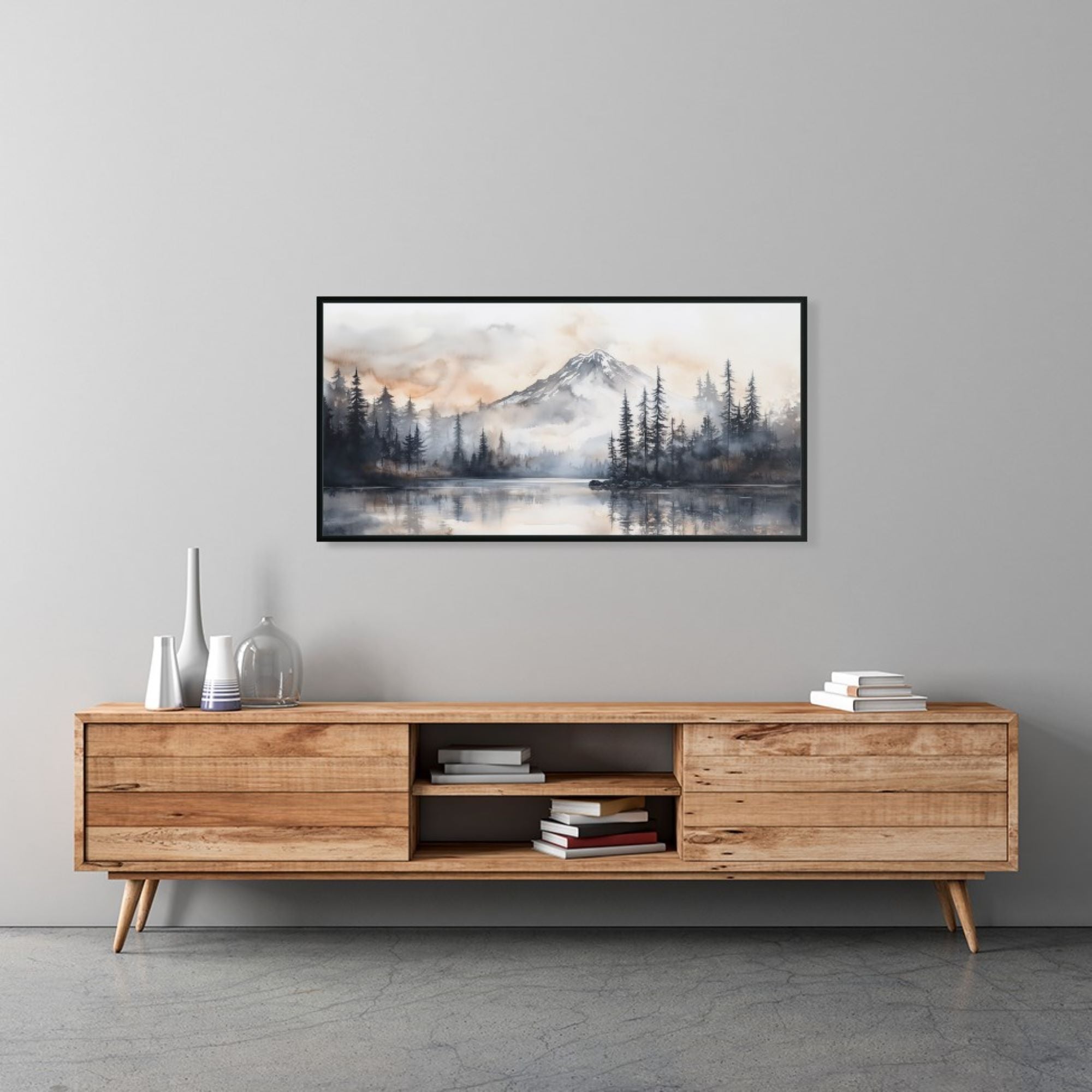 Mount Hood Retreat Wall Art: Volcano Watercolor Painting