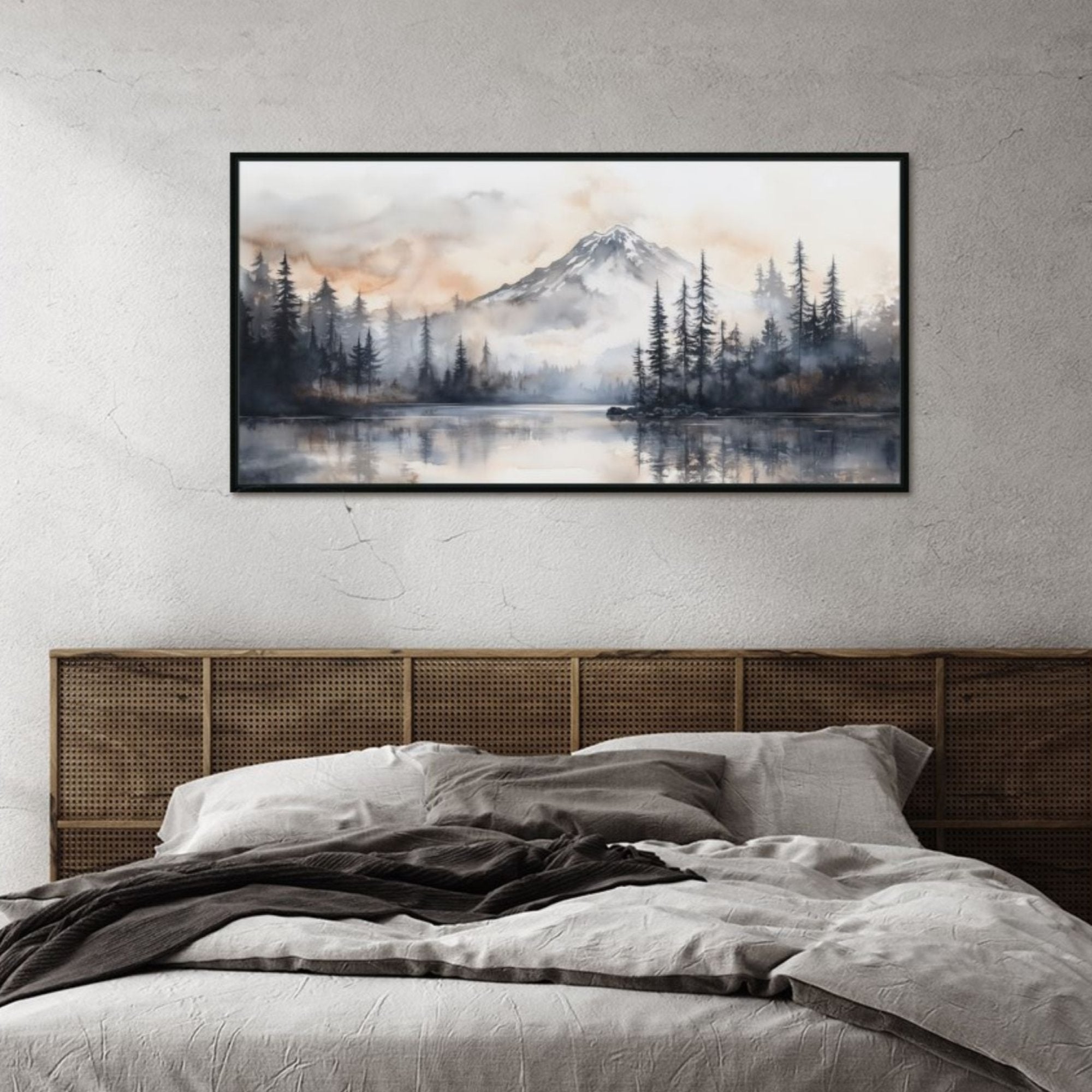 Mount Hood Retreat Wall Art: Volcano Watercolor Painting