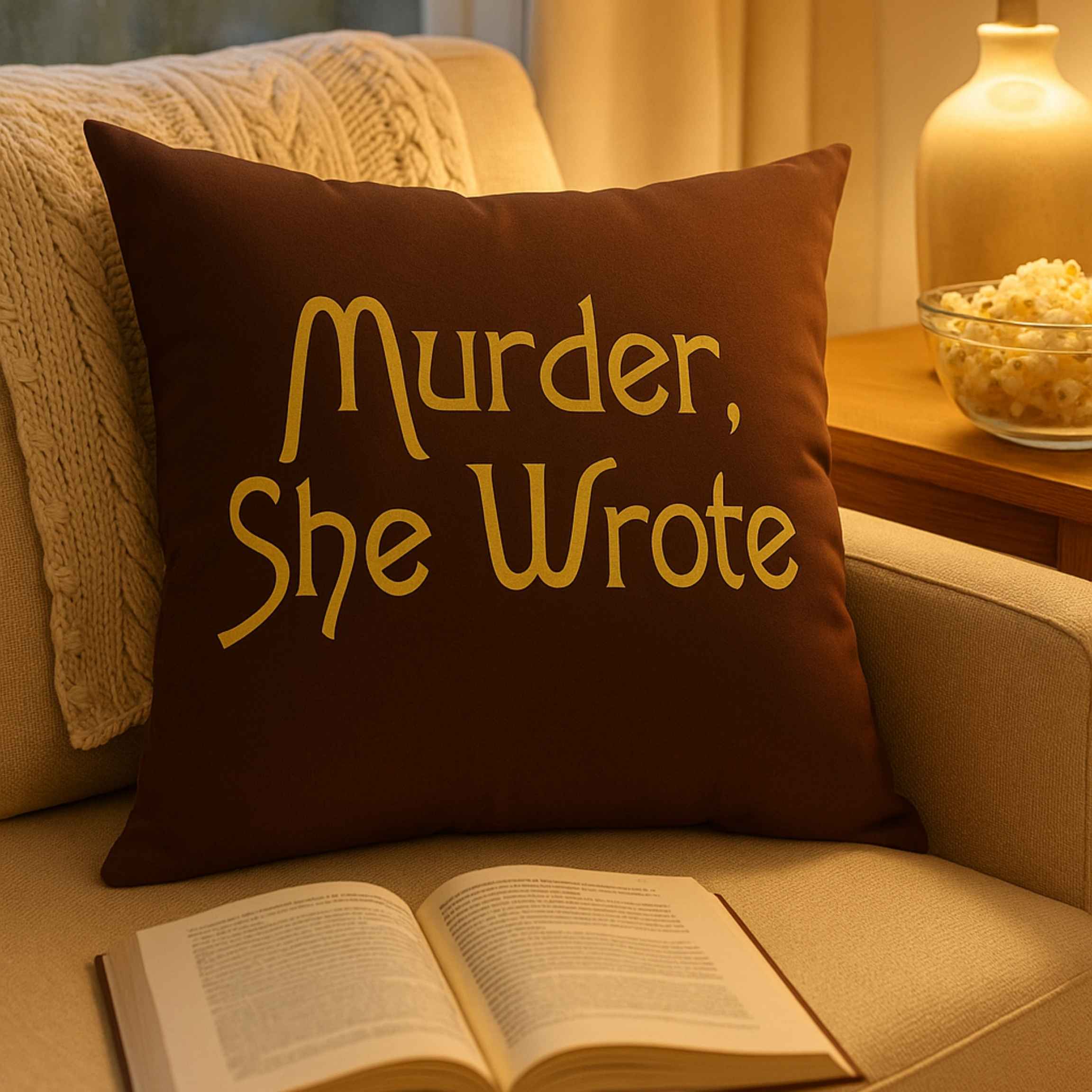 Murder She Wrote Throw Pillow – Cozy Murder Mystery Decor