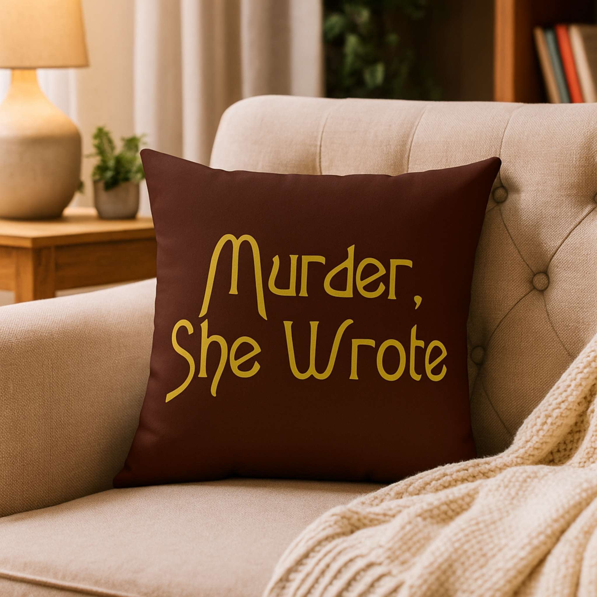 Murder She Wrote Throw Pillow – Cozy Murder Mystery Decor