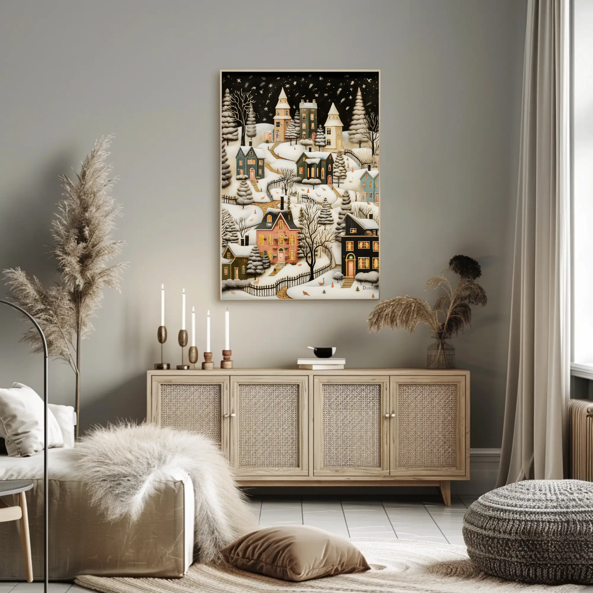 Muted Whimsy Winter Satin Art Print