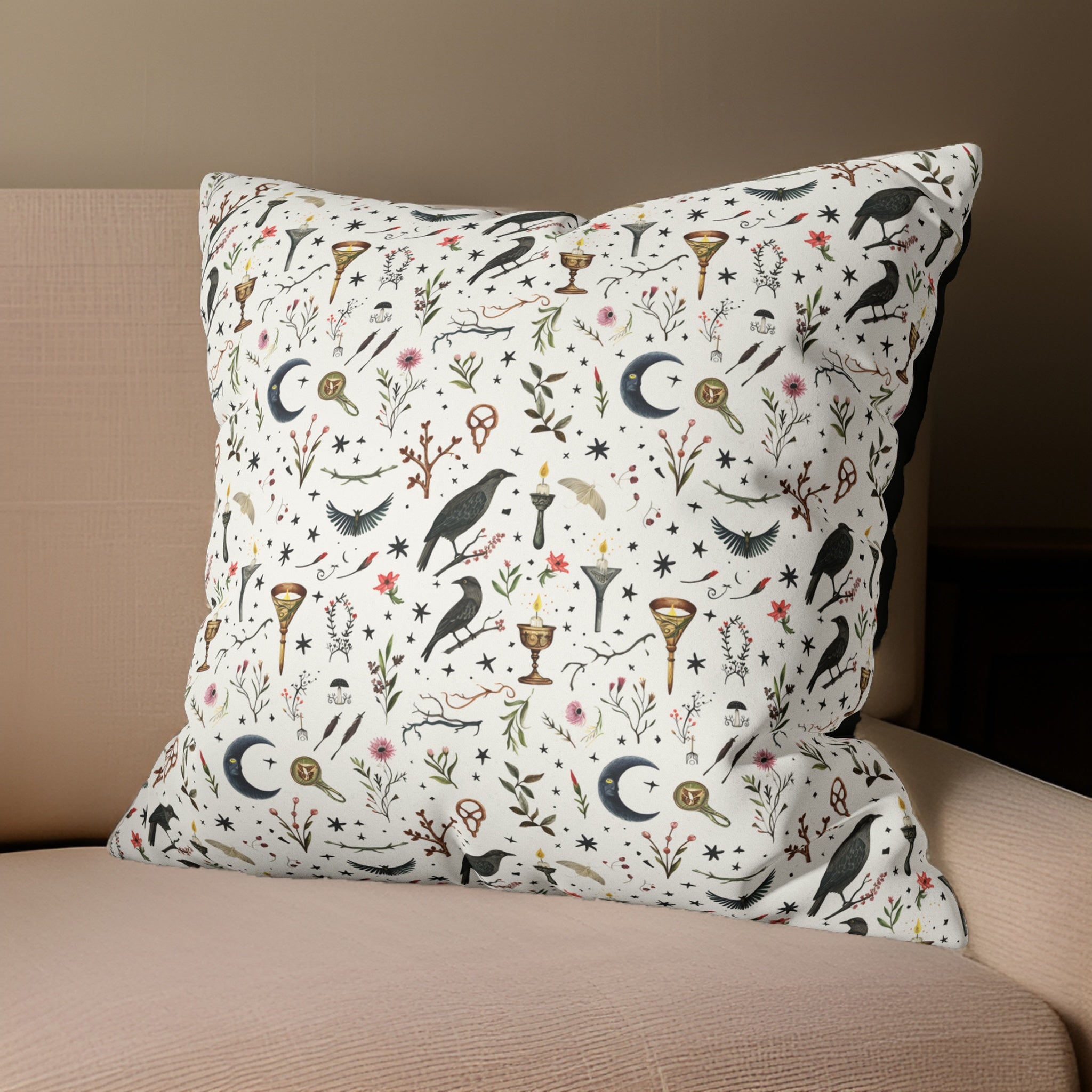 Witch Pillow – Mystical Raven and Moon Decor | Witchy Charms