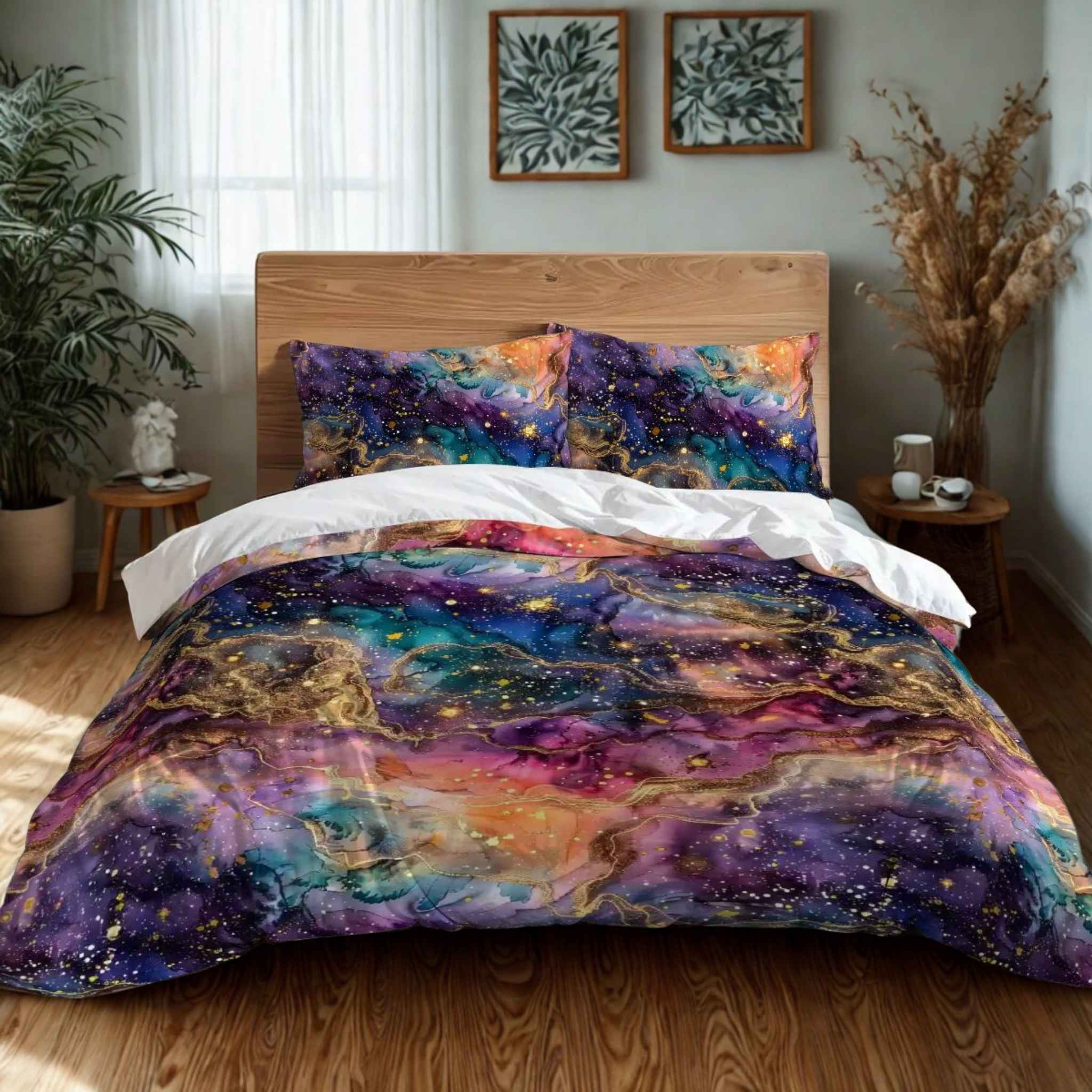 Celestial Duvet Cover: Boho Bedding | Mystical Moonbeam