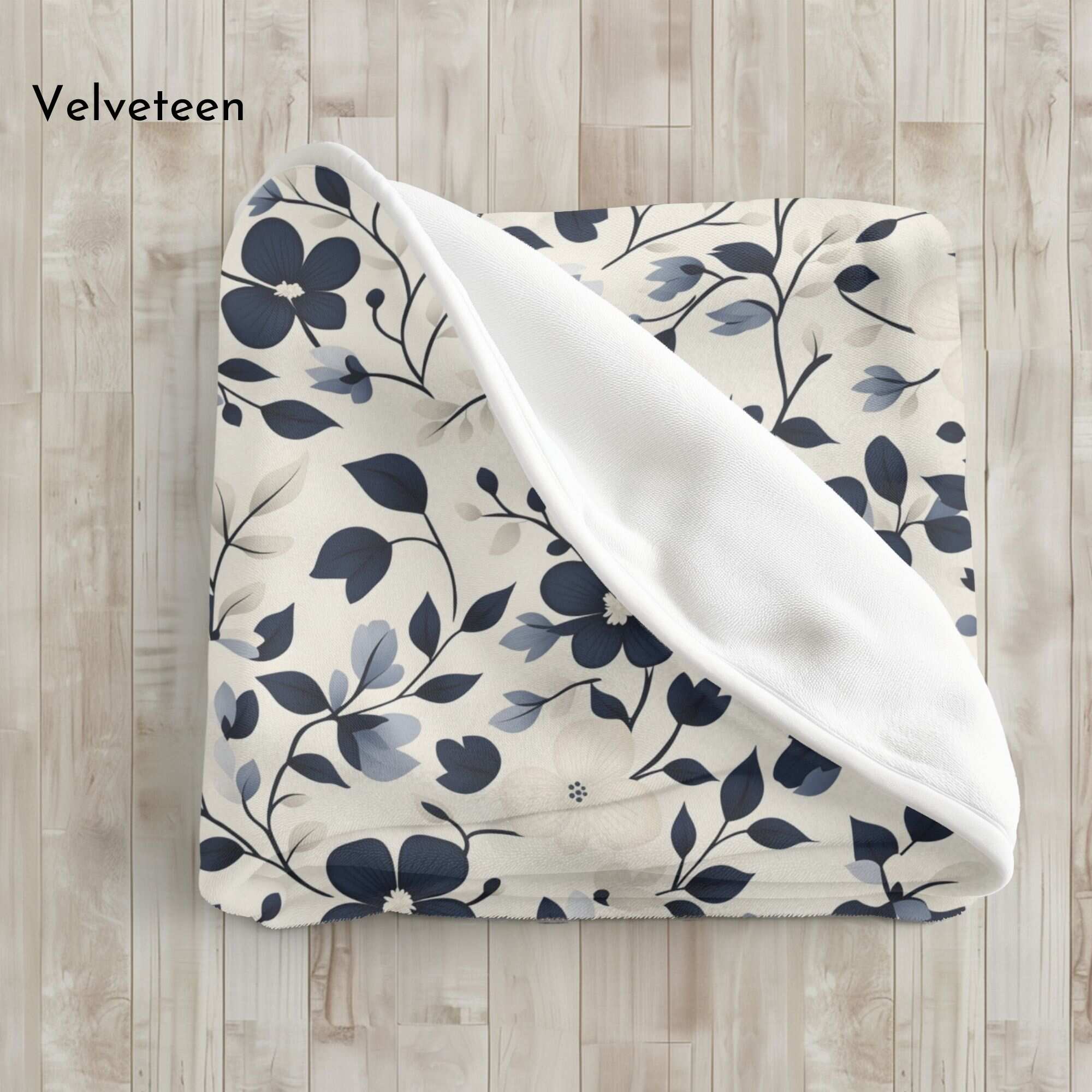 Floral Throw Blanket Home Decor | Navy Bloomscape