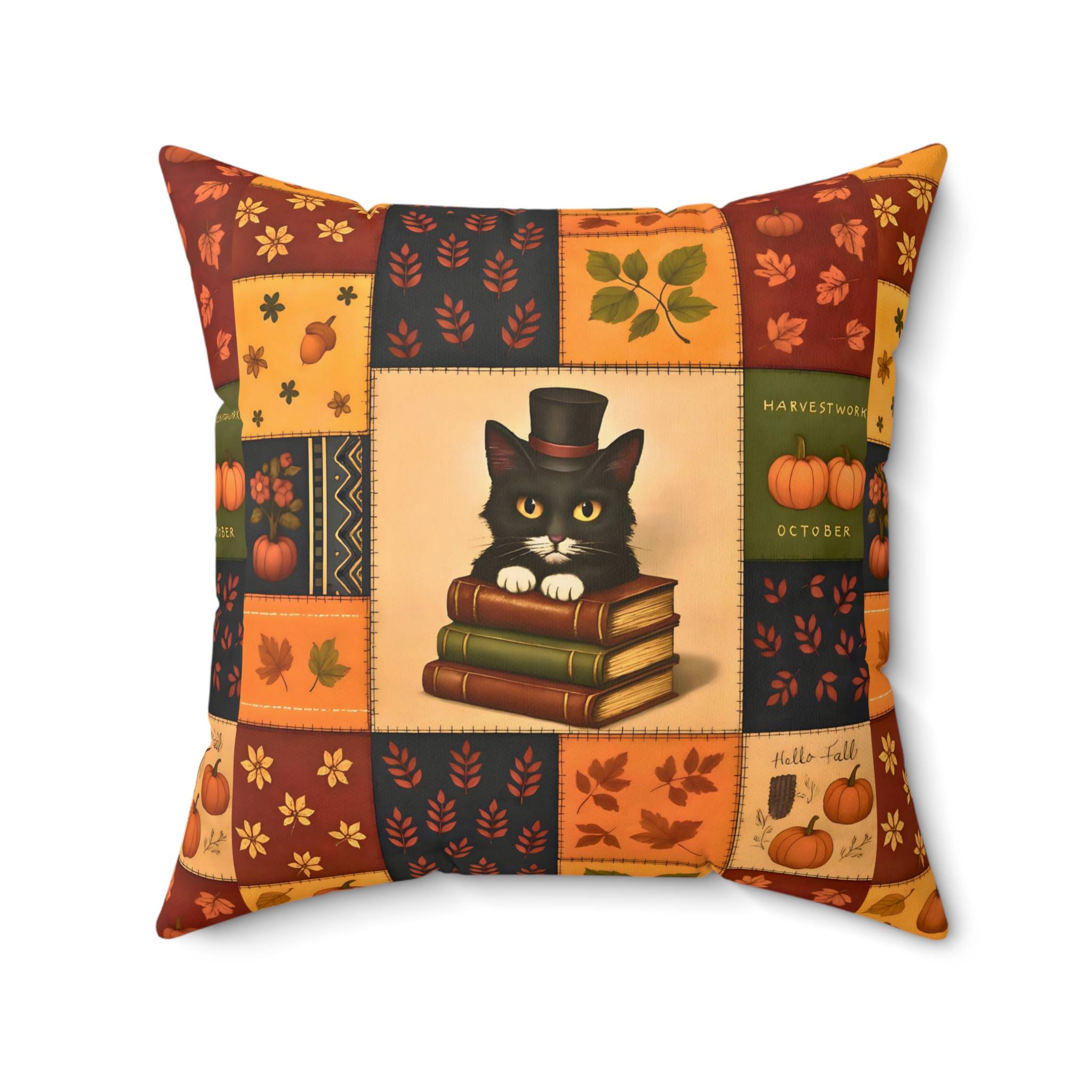 Cat Throw Pillow – Autumn Books & Cozy Decor | Inkwhisker