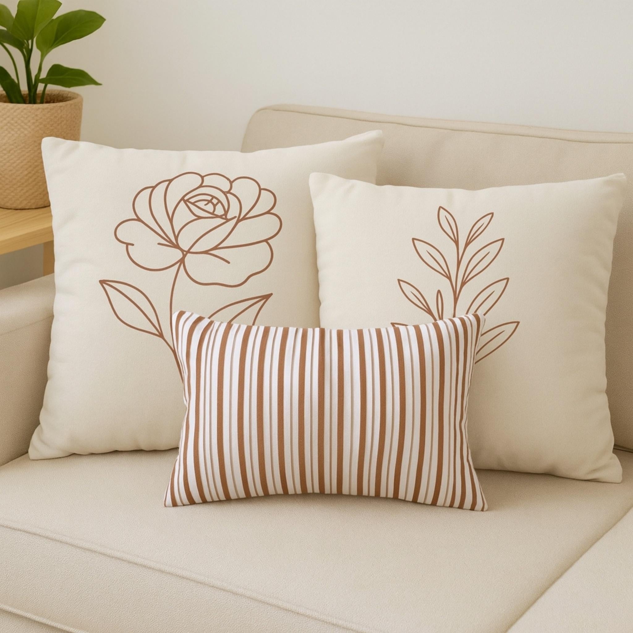Botanical Pillow Cover & Lumbar Set | Wild Rosaria Trio - Durazza