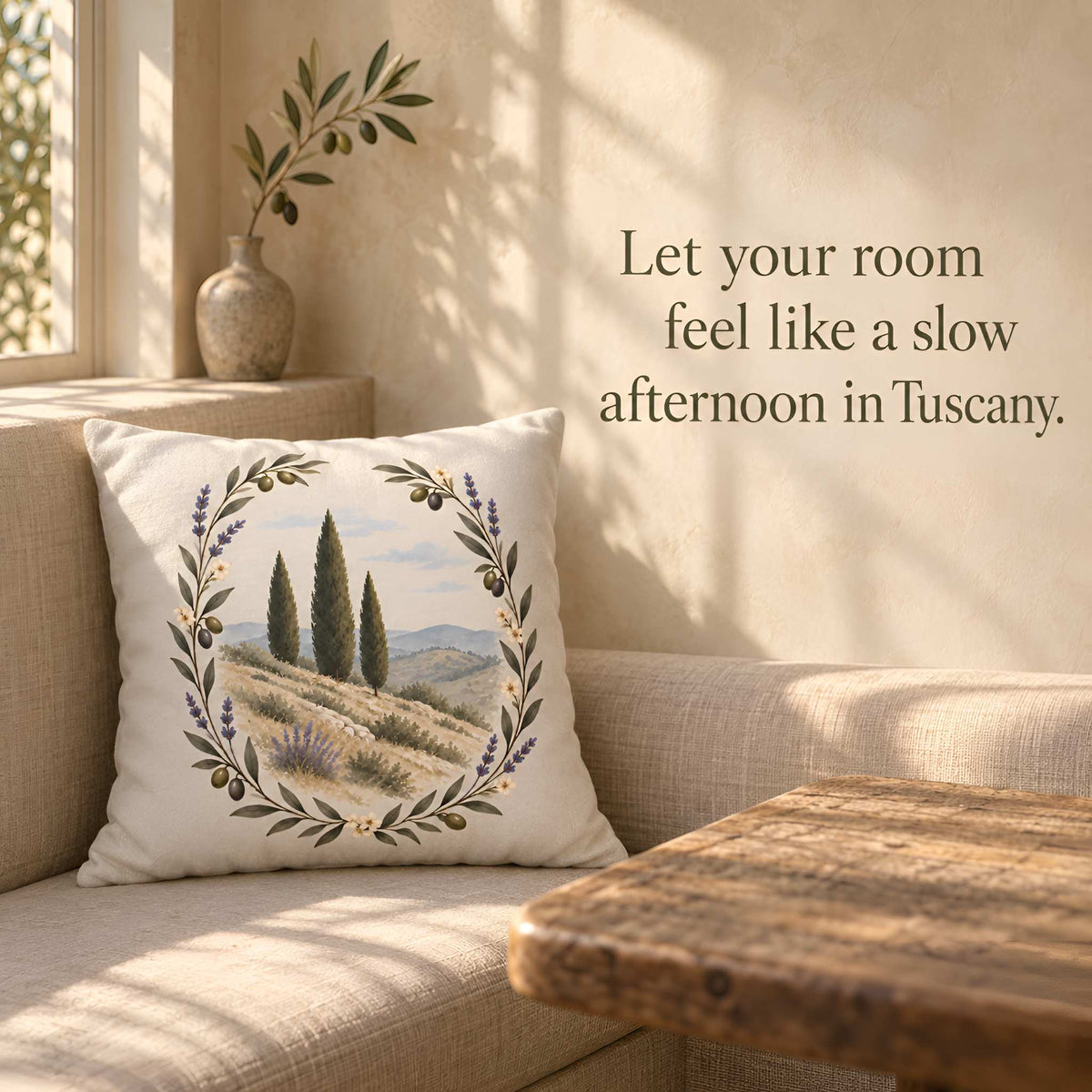 Tuscan Pillow Cover, 18x18 or 20x20 Polyester | Olive Haven