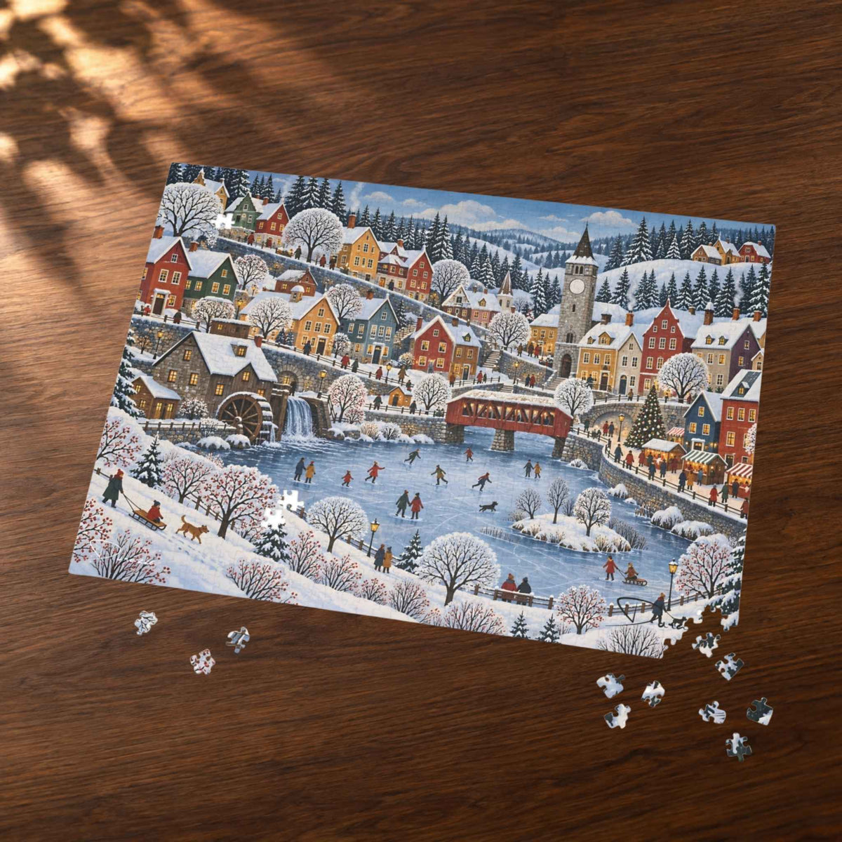 Ice Skating Jigsaw Puzzle, 500 or 1000 Pieces | Alpine Town
