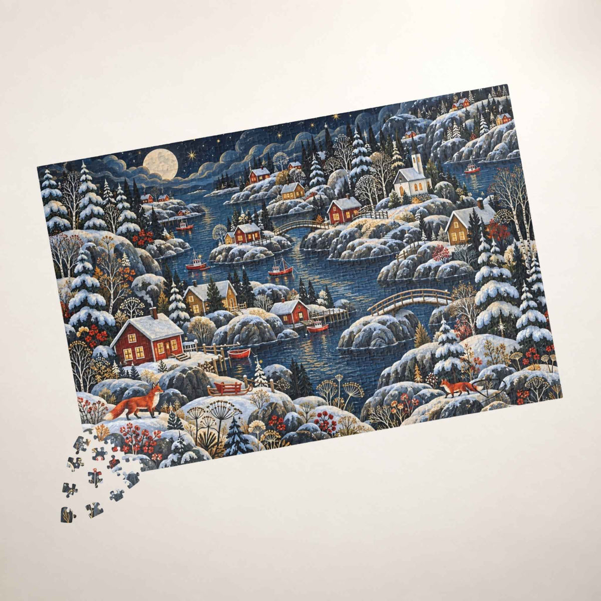 Nordic Winter Jigsaw Puzzle, 500 or 1000 Pieces | Frost Fjord