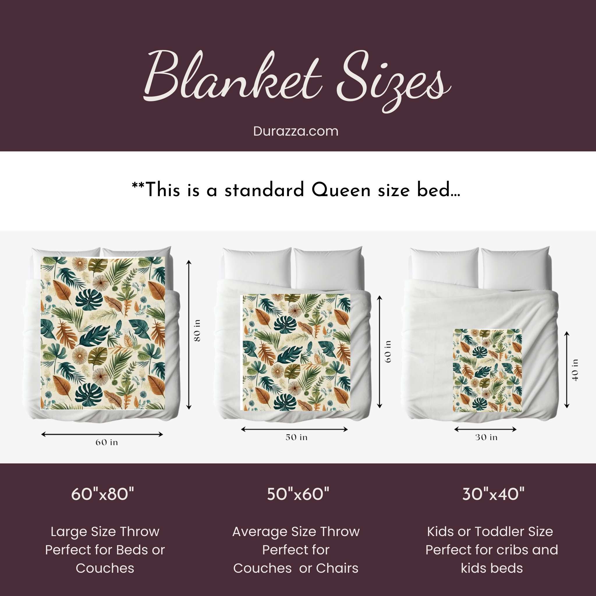 Tropical Throw Blanket - Leafy Botanical Print | Palm Drift