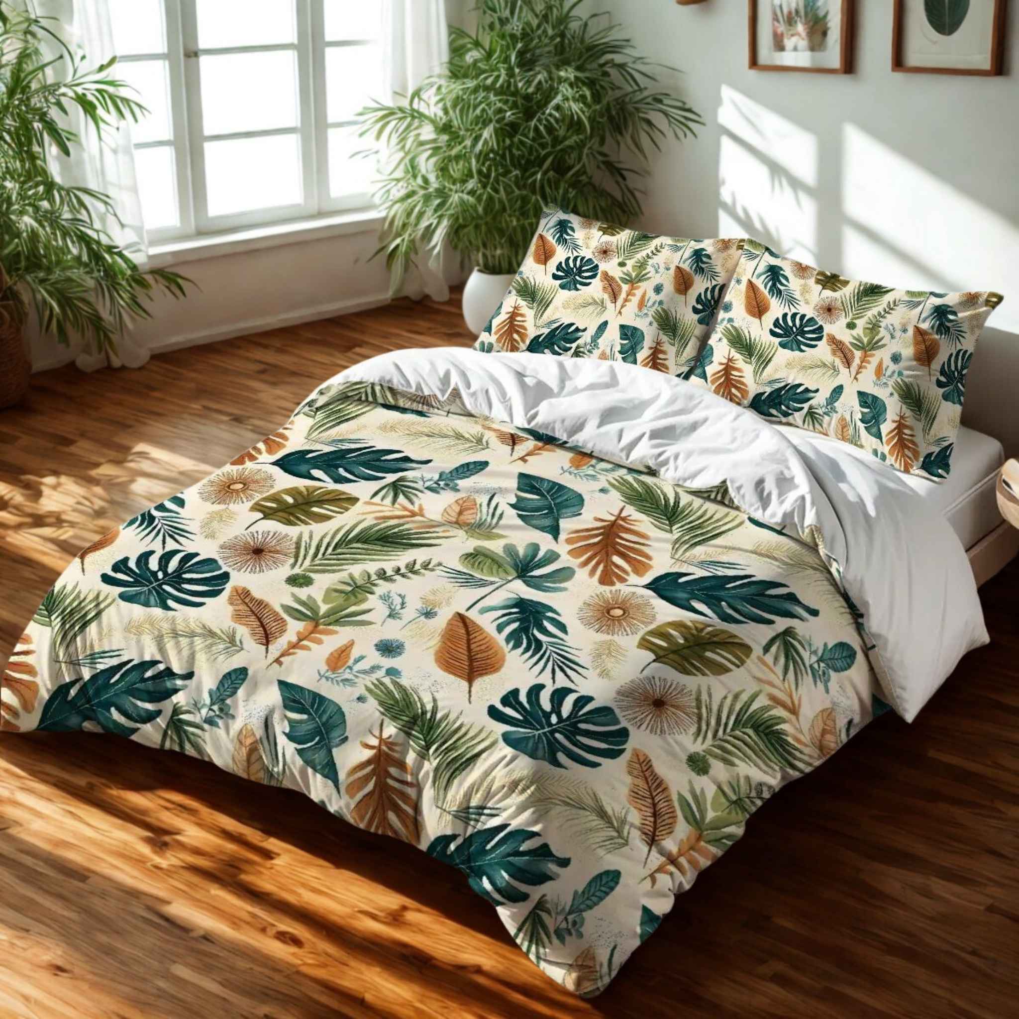 Tropical Duvet Cover Set: Earthy Jungle Bedroom | Palm Drift