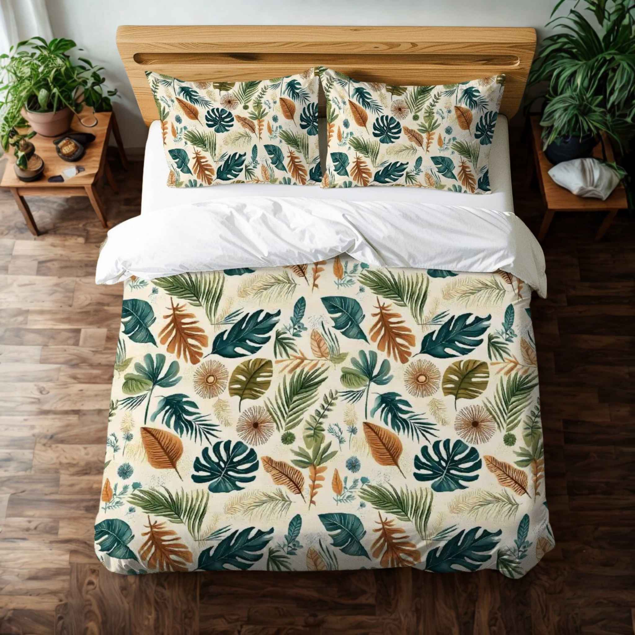 Tropical Duvet Cover Set: Earthy Jungle Bedroom | Palm Drift