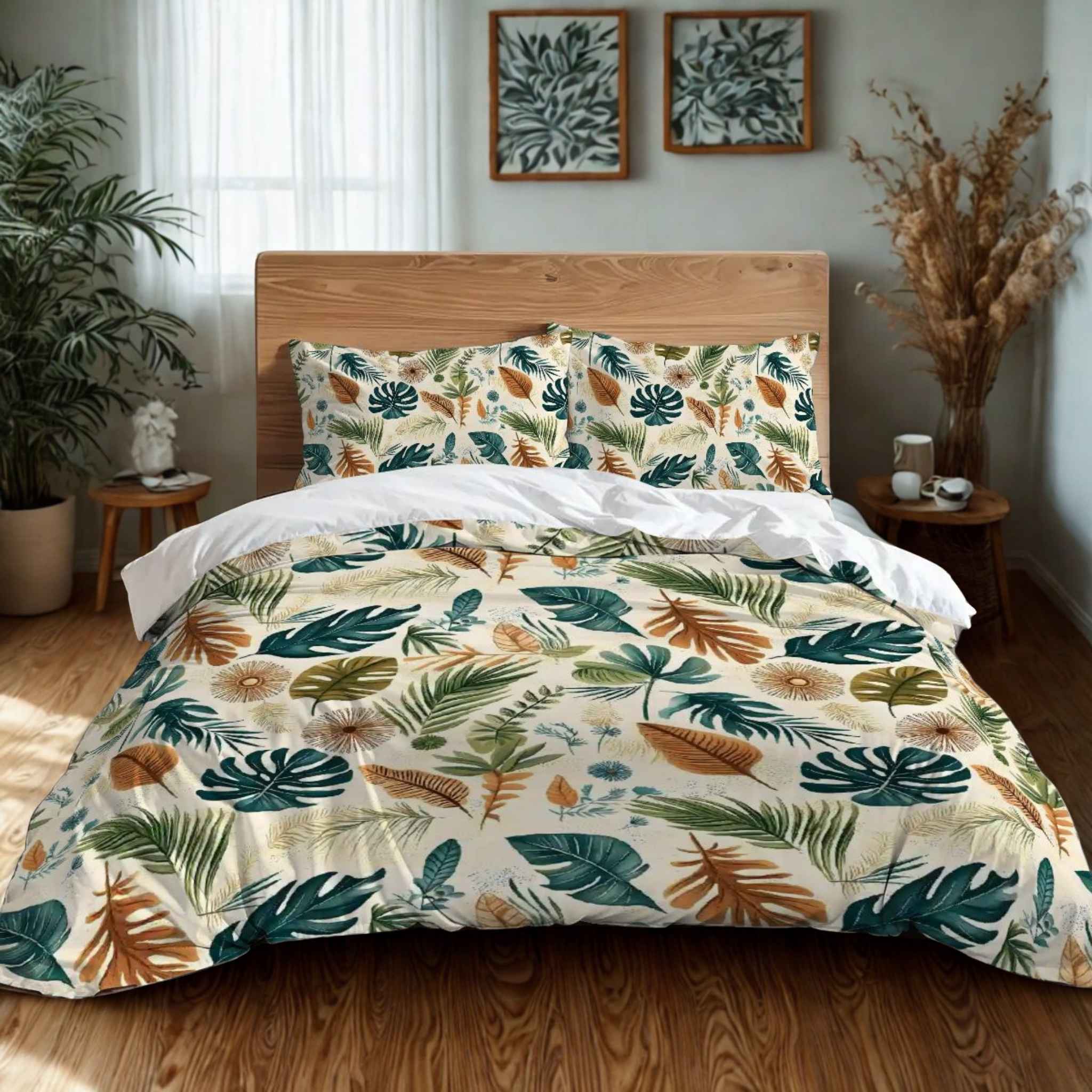 Tropical Duvet Cover Set: Earthy Jungle Bedroom | Palm Drift