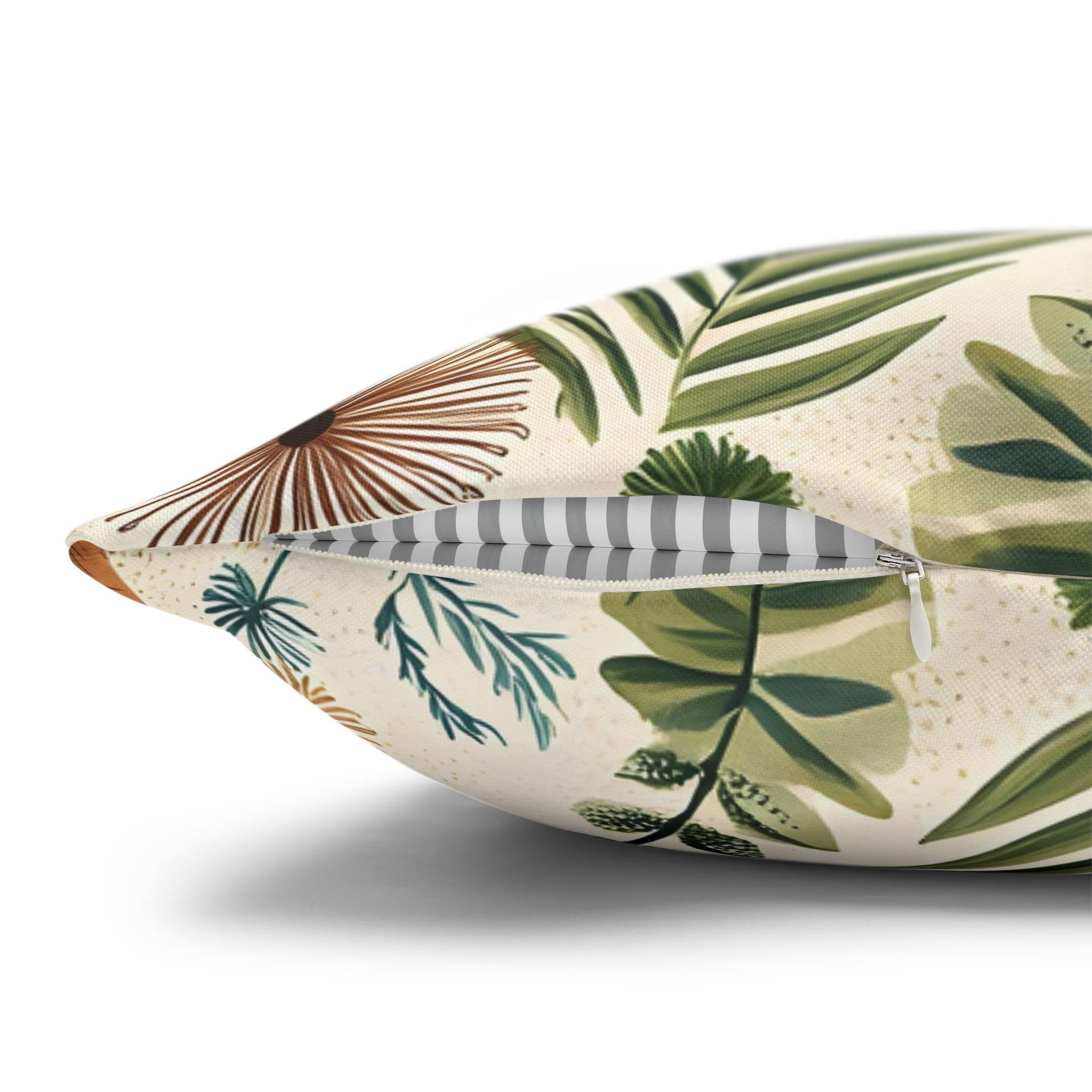 Tropical Throw Pillow – Earthy Leaf Decor | Palm Drift