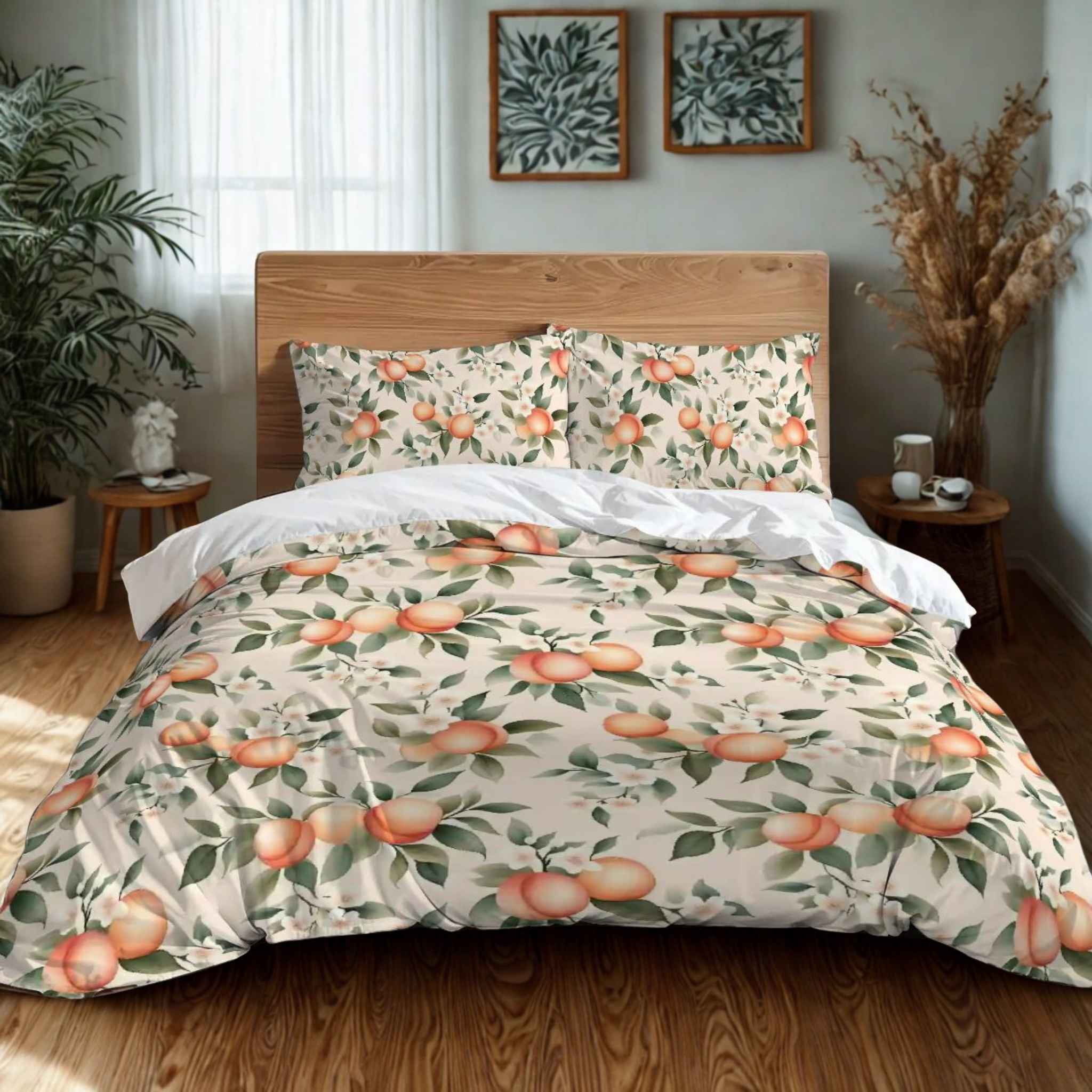 Fruit Duvet Cover – Peach Cottage Decor | Peachwood Bloom
