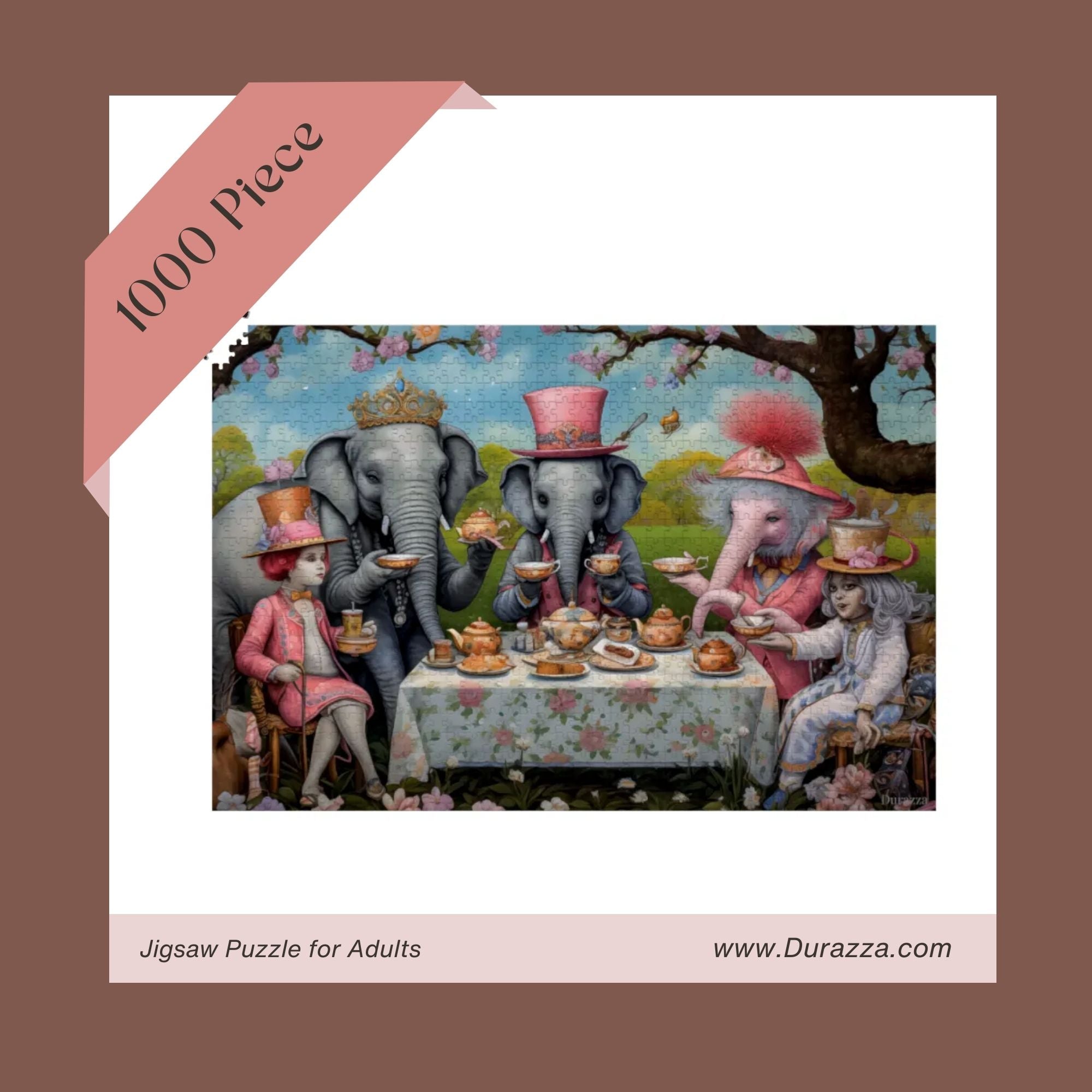 Peculiar Tea Party Wooden Jigsaw Puzzle: 500 or 1000