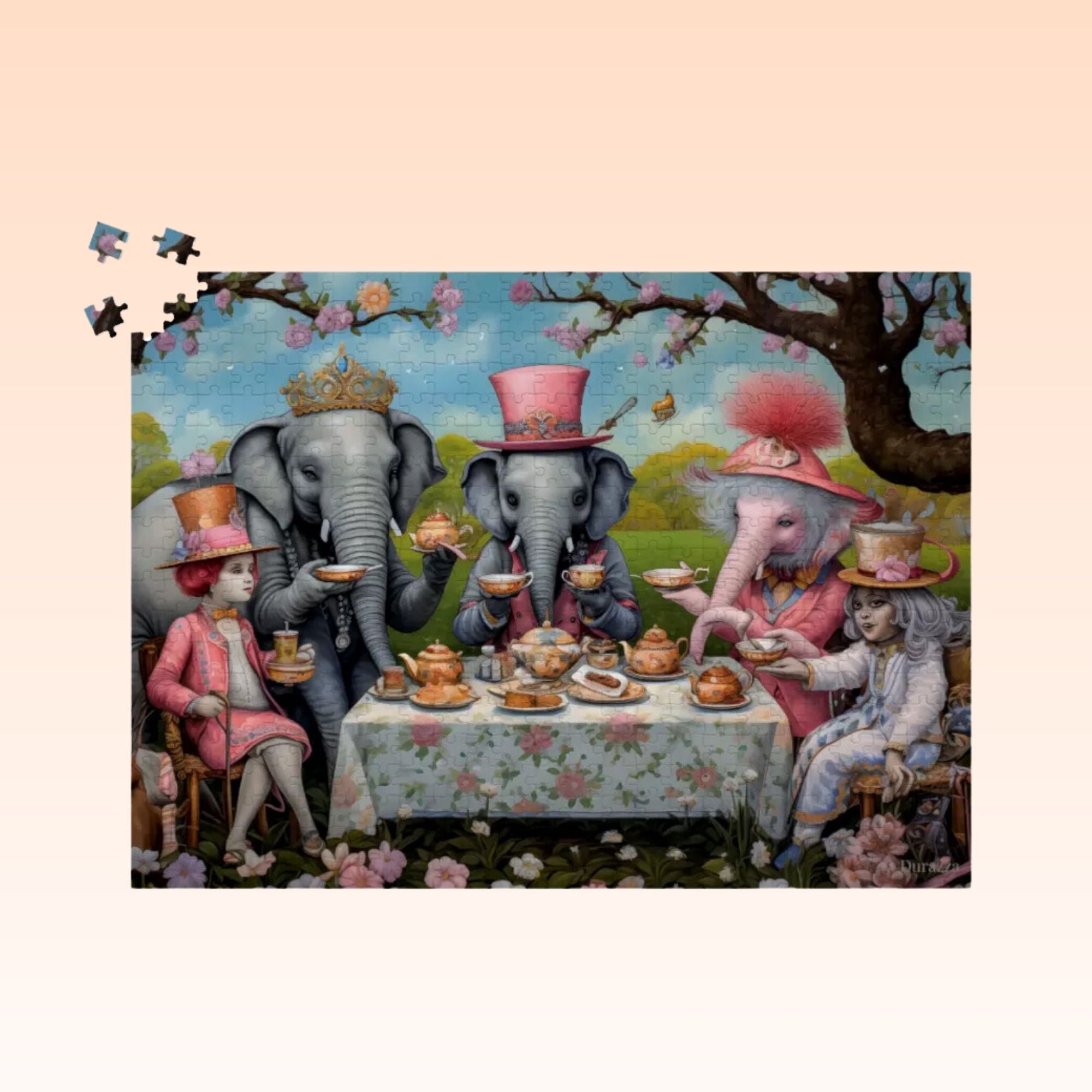 Peculiar Tea Party Wooden Jigsaw Puzzle: 500 or 1000