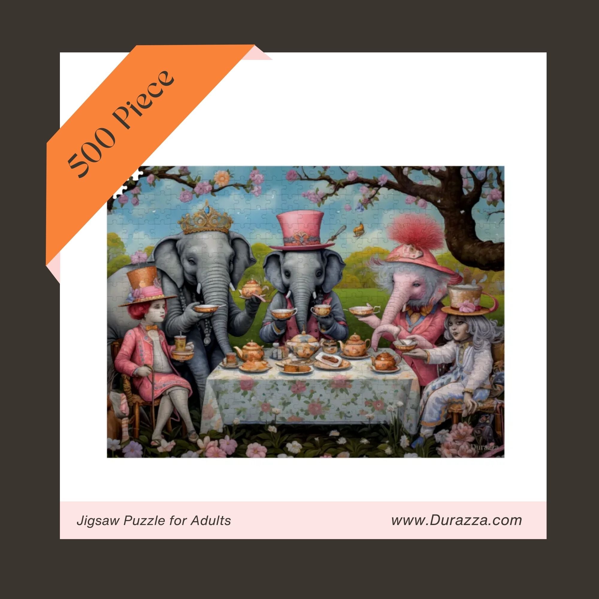 Peculiar Tea Party Wooden Jigsaw Puzzle: 500 or 1000