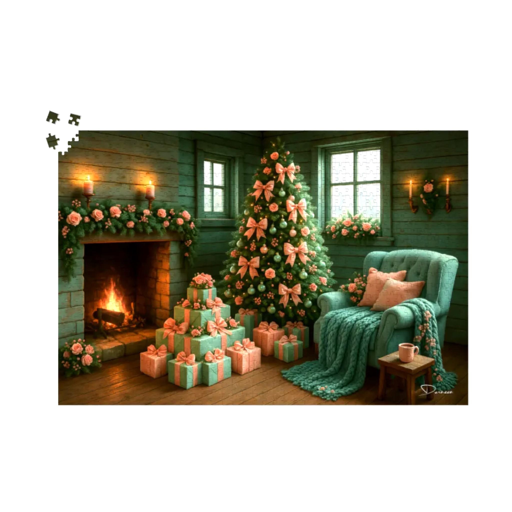 Christmas Jigsaw Puzzle – Mint and Pink | Peppermint Christmas