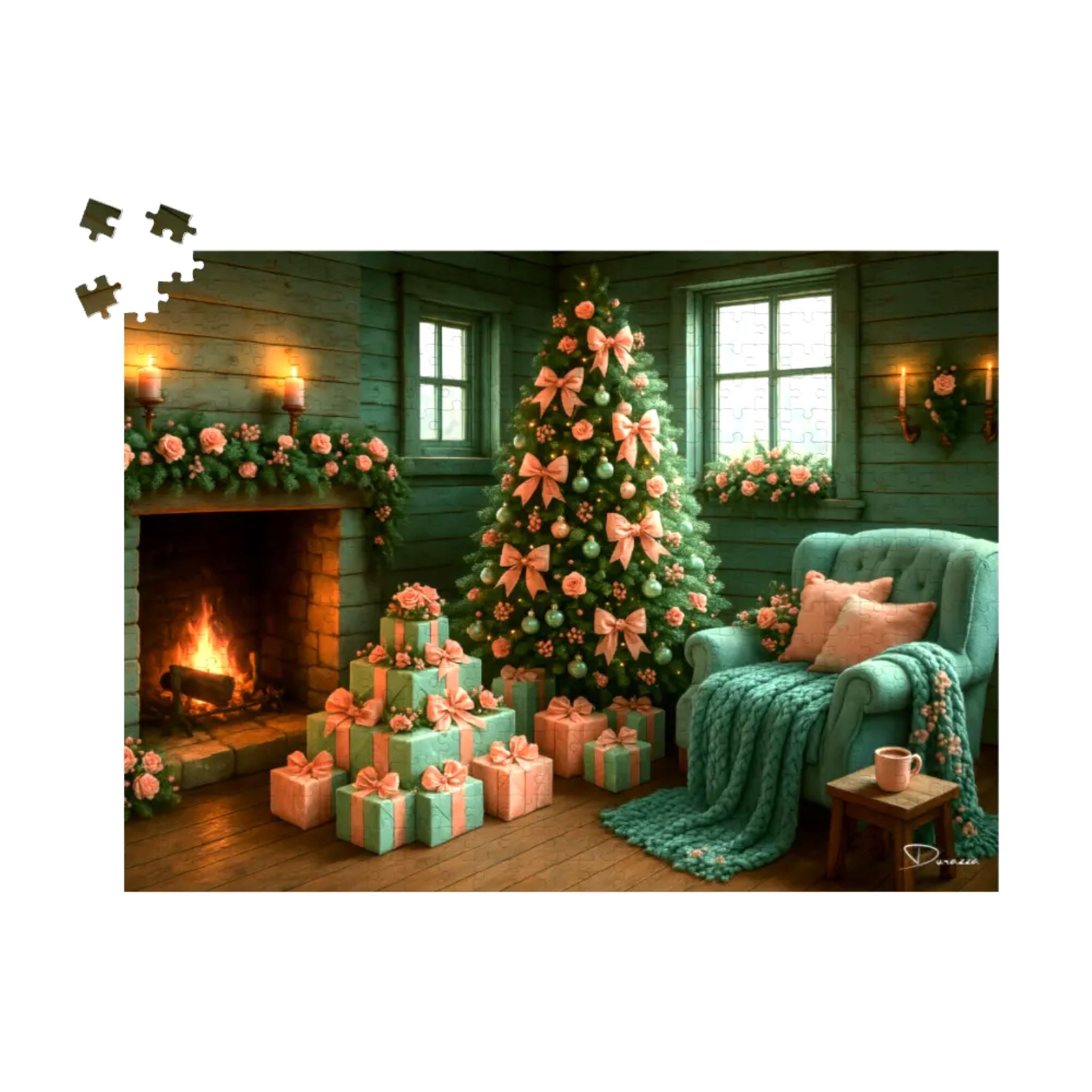 Christmas Jigsaw Puzzle – Mint and Pink | Peppermint Christmas