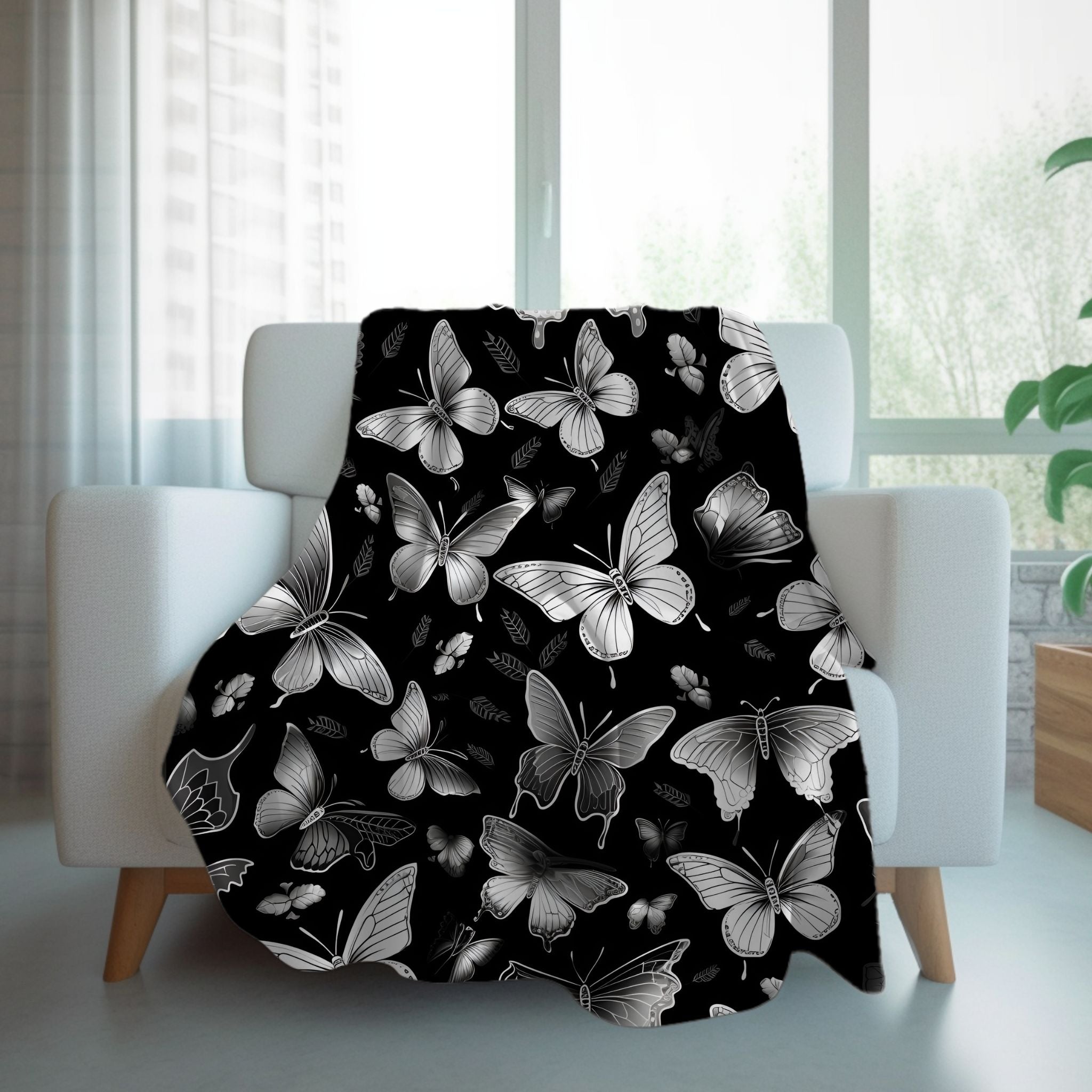 Phantom Butterfly Throw Blanket in Sherpa or Velveteen Plush