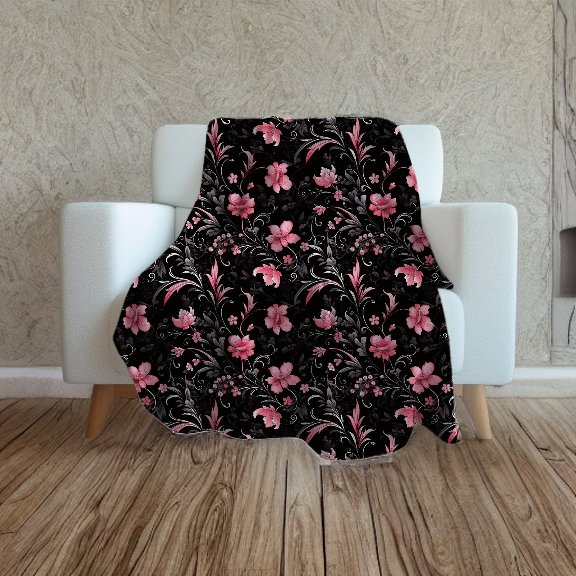 Pink Blossoms of Darkness Throw Blanket
