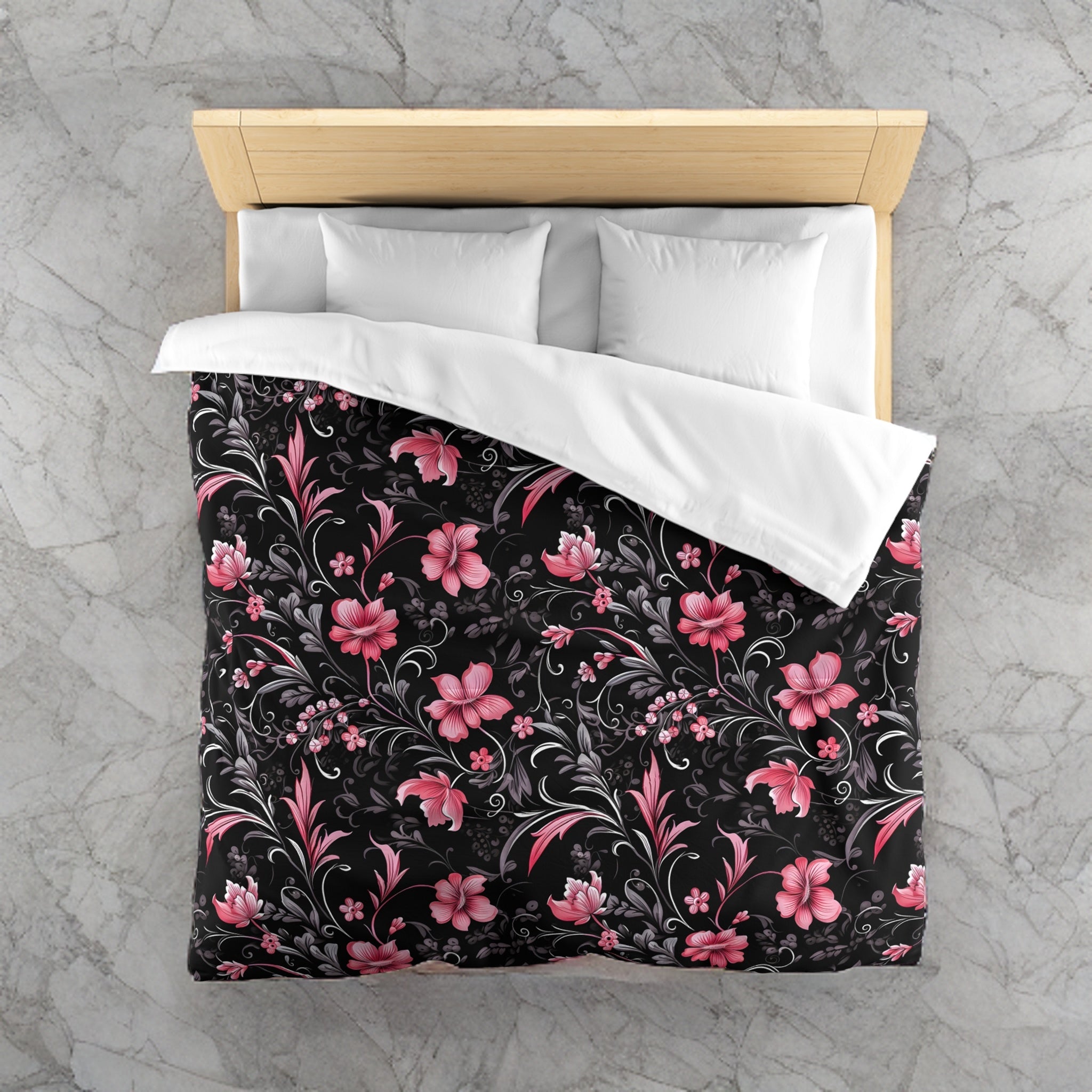 Pink Blossoms of Darkness Duvet Cover