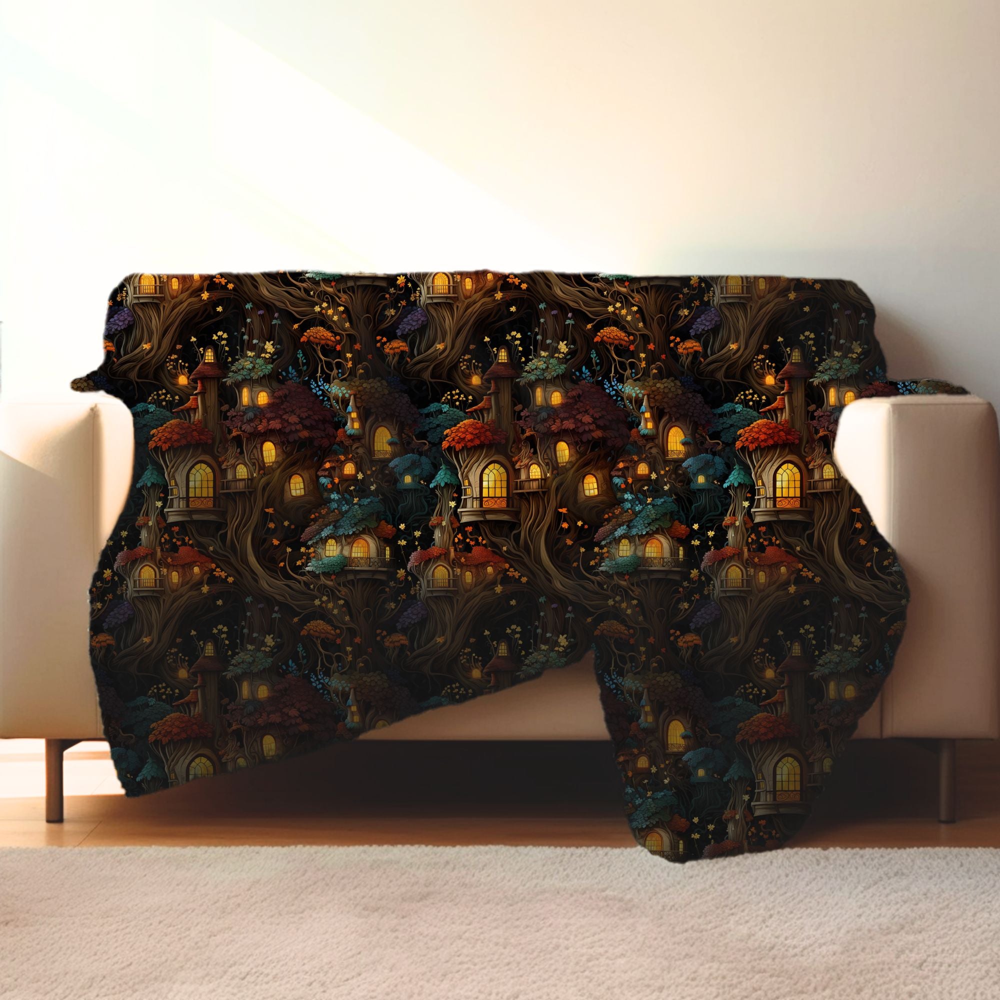 Pixie Fairy Hideaway Sherpa or Velveteen Blanket: Fairytale Throw