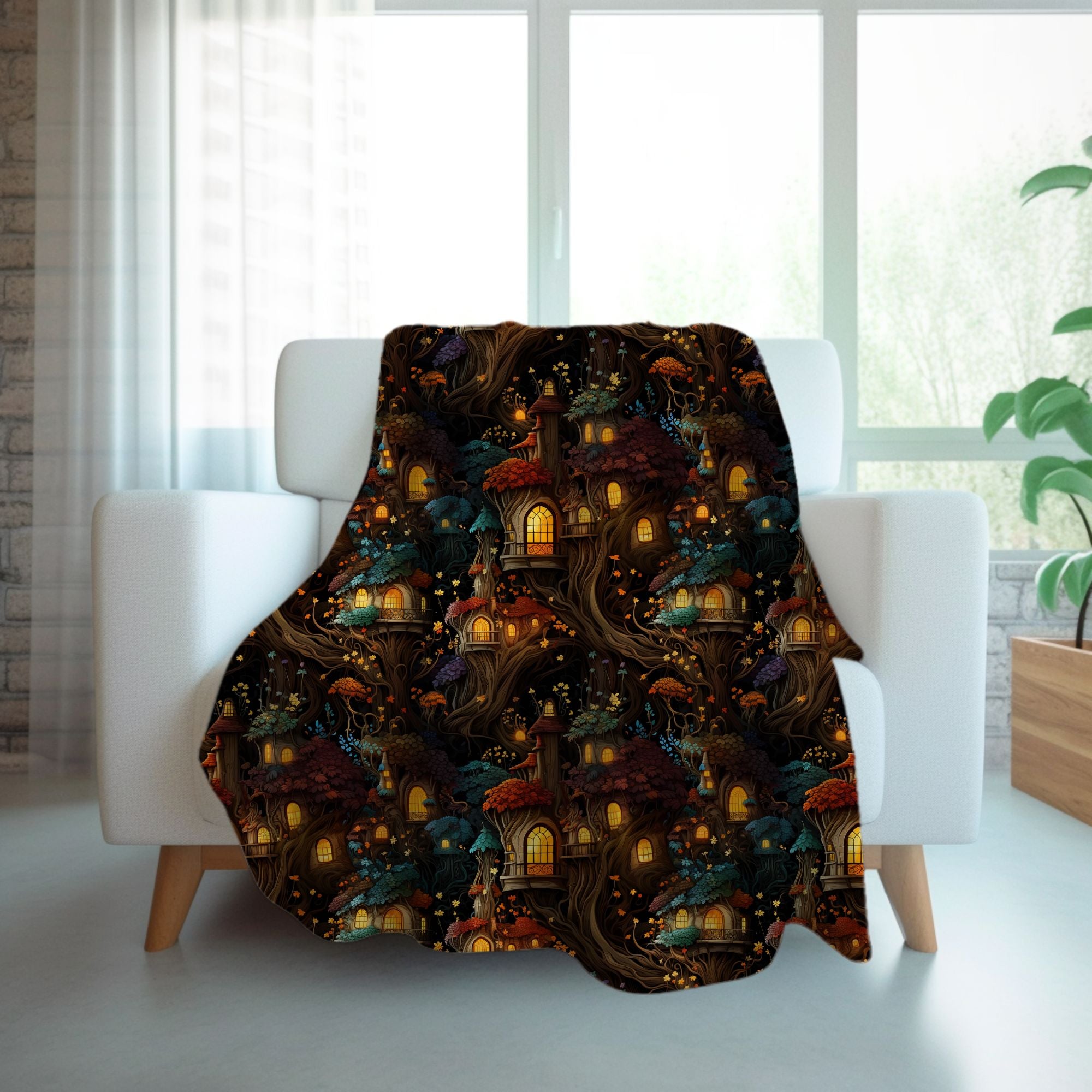 Pixie Fairy Hideaway Sherpa or Velveteen Blanket: Fairytale Throw