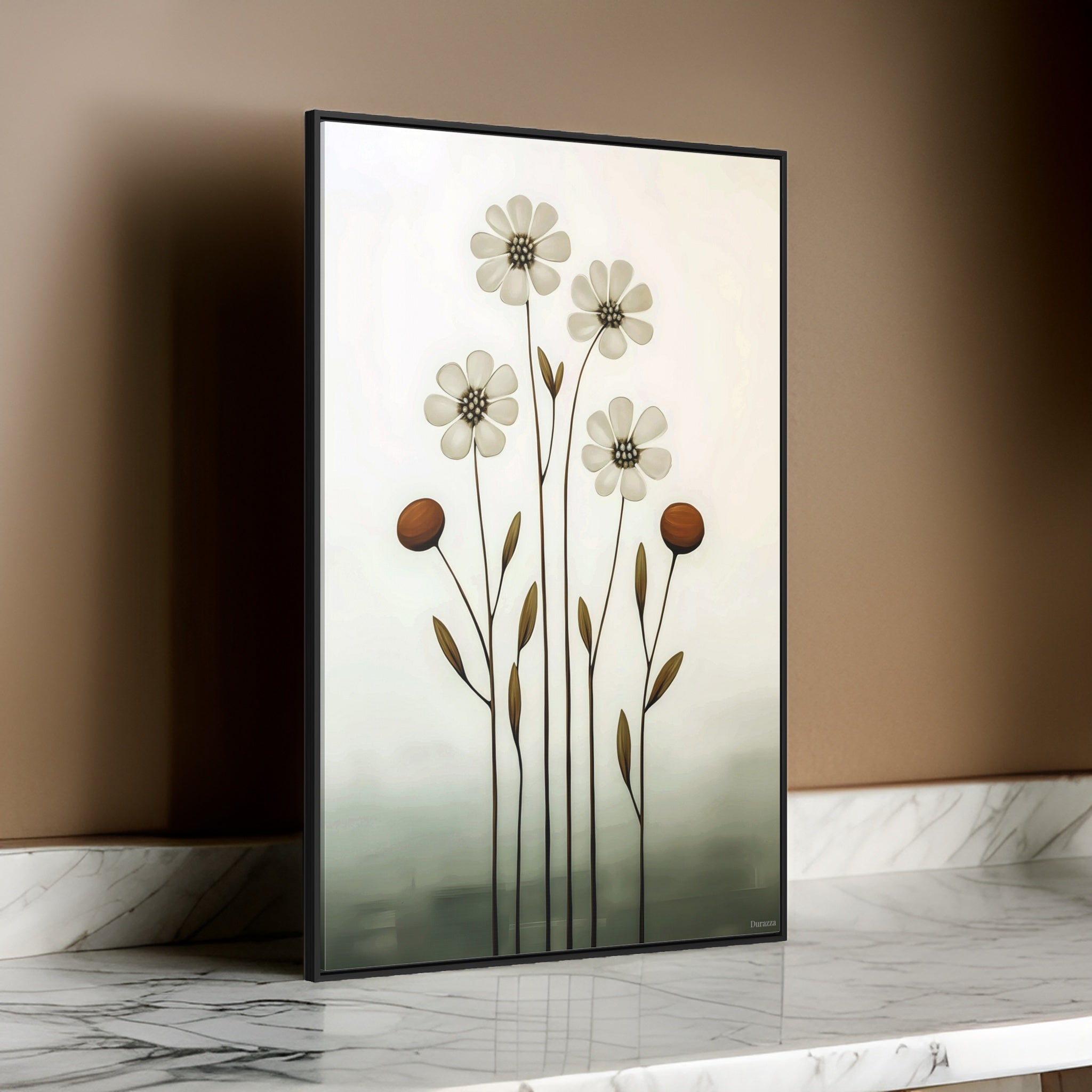 Placid White Flowers Canvas Print: Minimalist Art