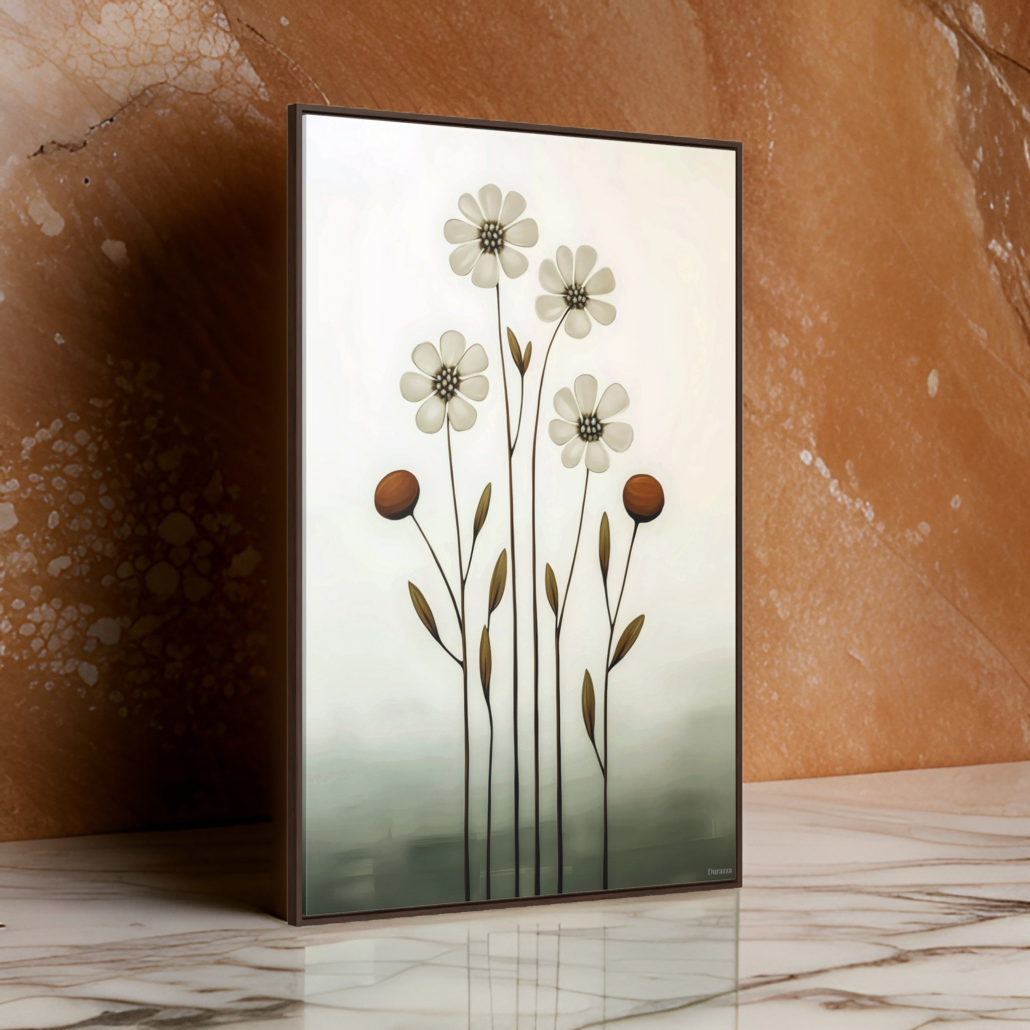 Placid White Flowers Canvas Print: Minimalist Art