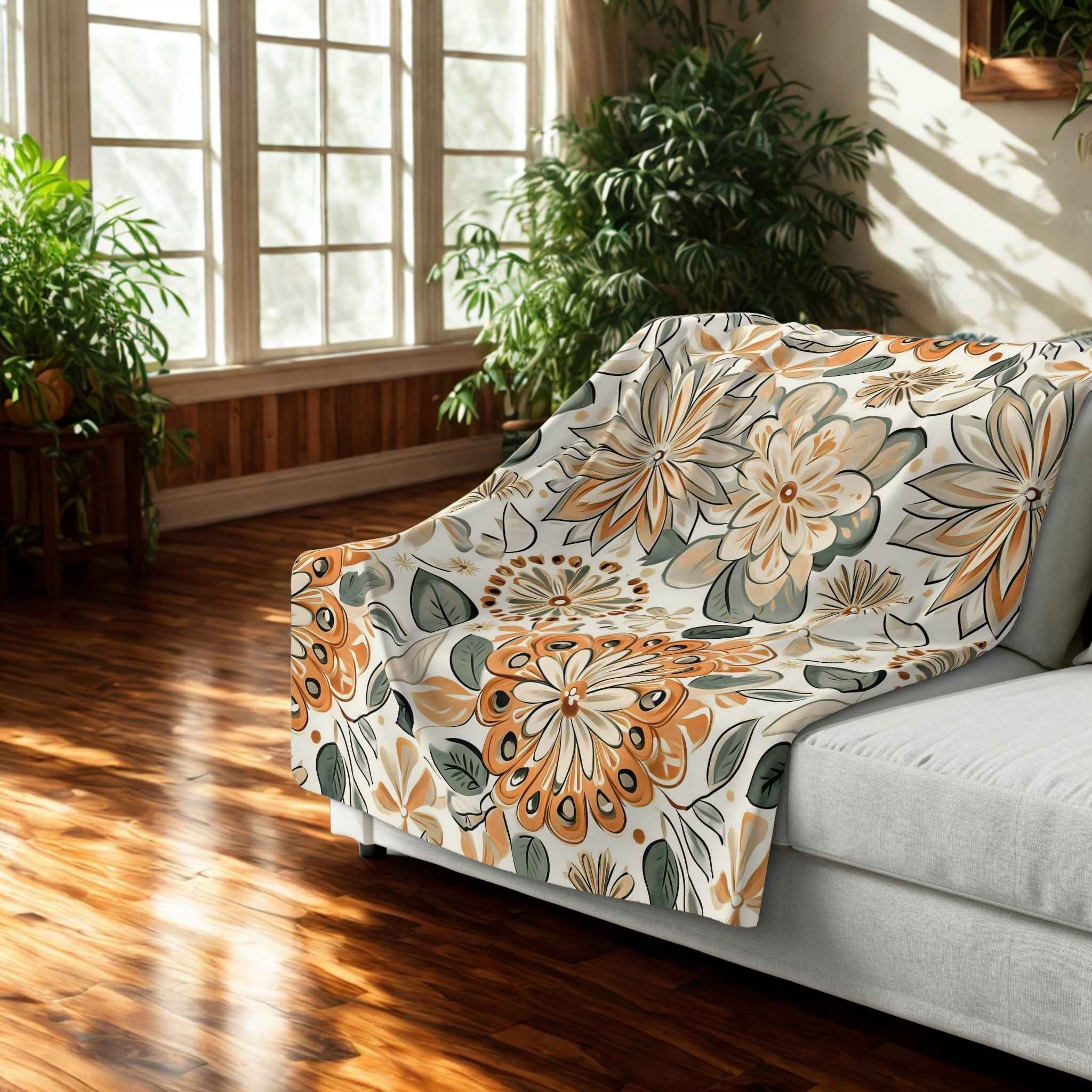 Floral Throw Blanket – Bohemian Cottage Decor | Retro Petals