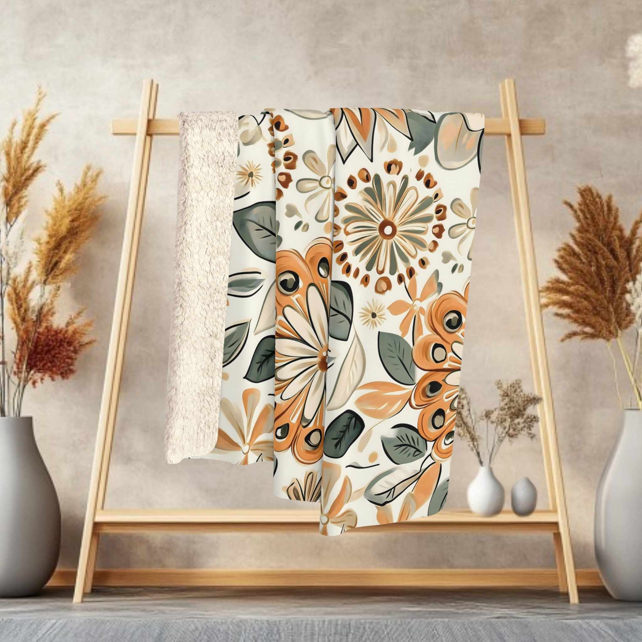 Floral Throw Blanket – Bohemian Cottage Decor | Retro Petals