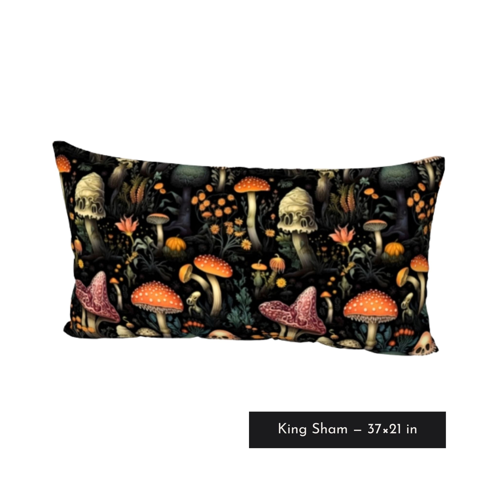 King size mushroom pillow sham in cotton.