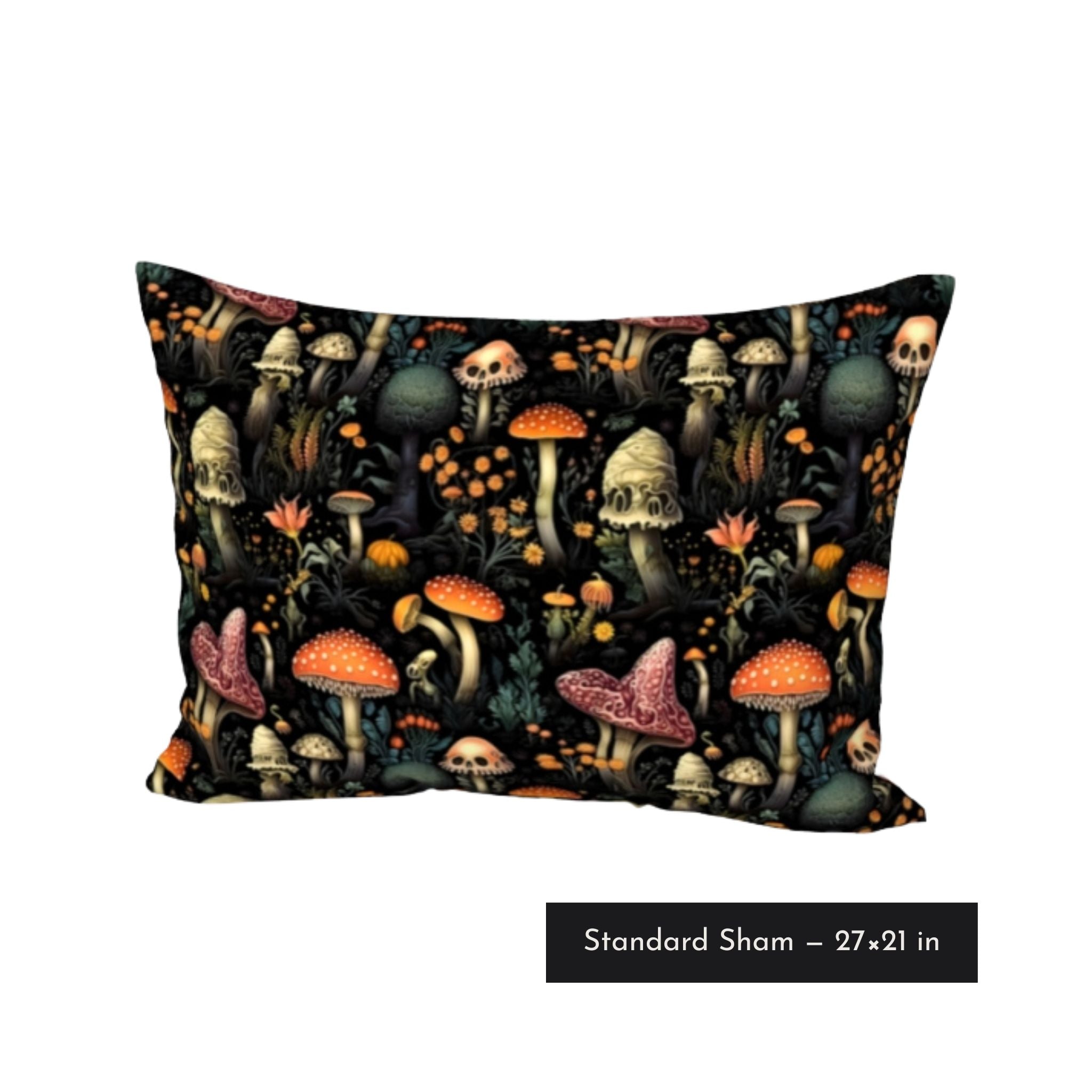 Standard size mushroom pillow sham in cotton.