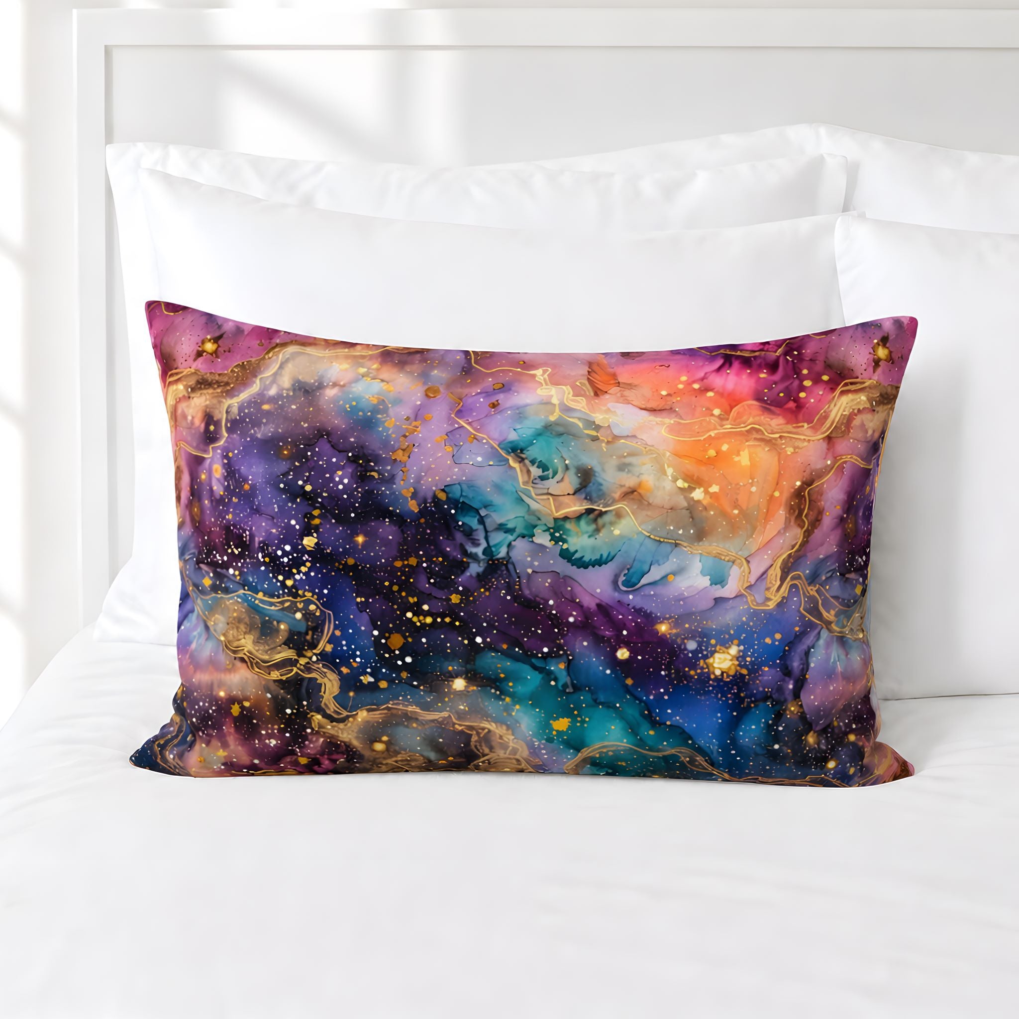 Colorful galaxy cotton pillow sham.