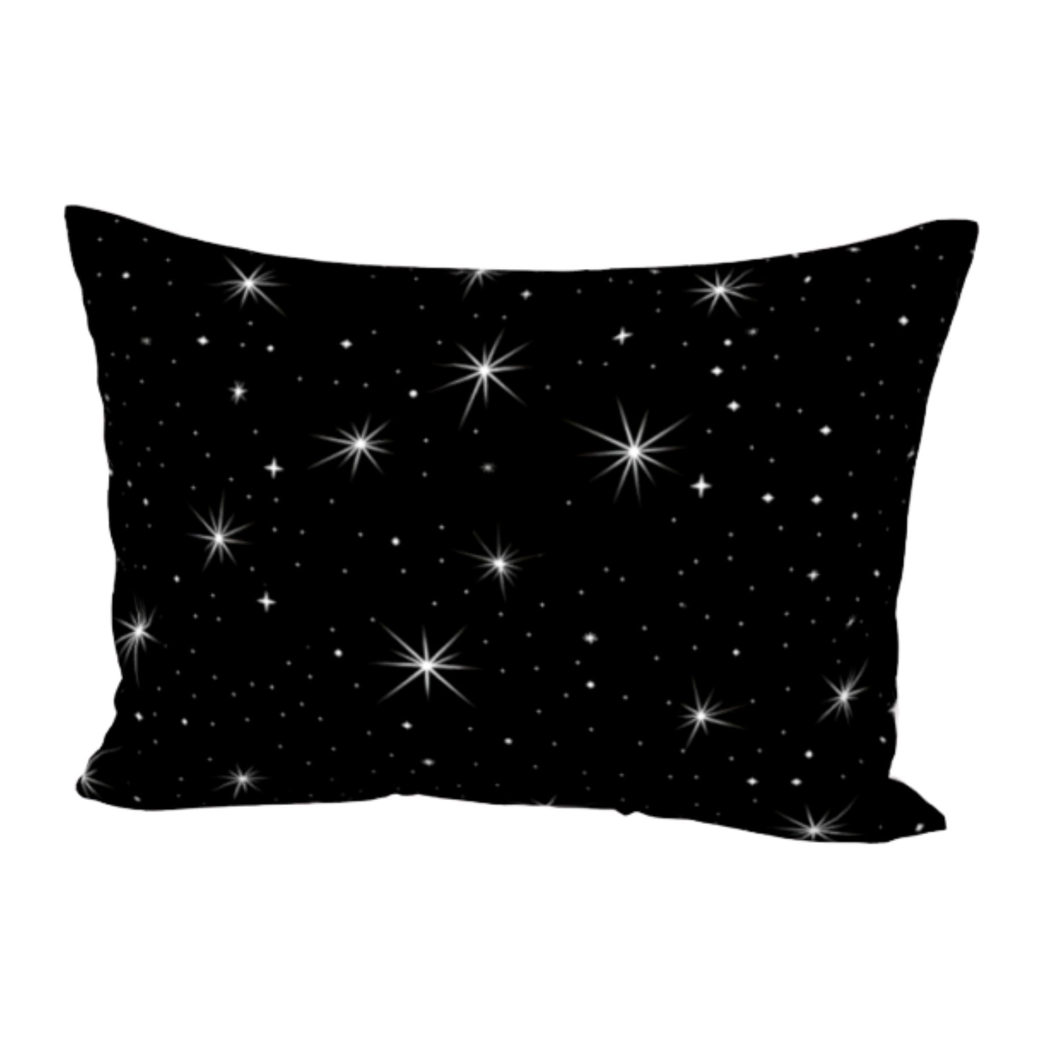 Standard size black and white star cotton pillow sham.