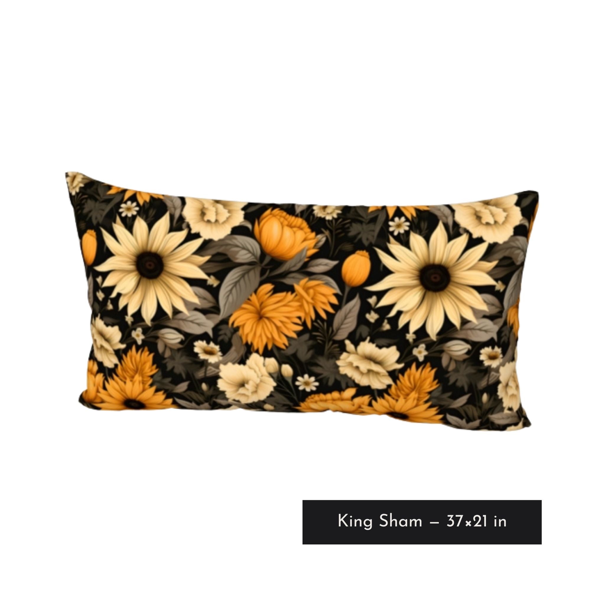King size sunflower pillow sham in cotton.