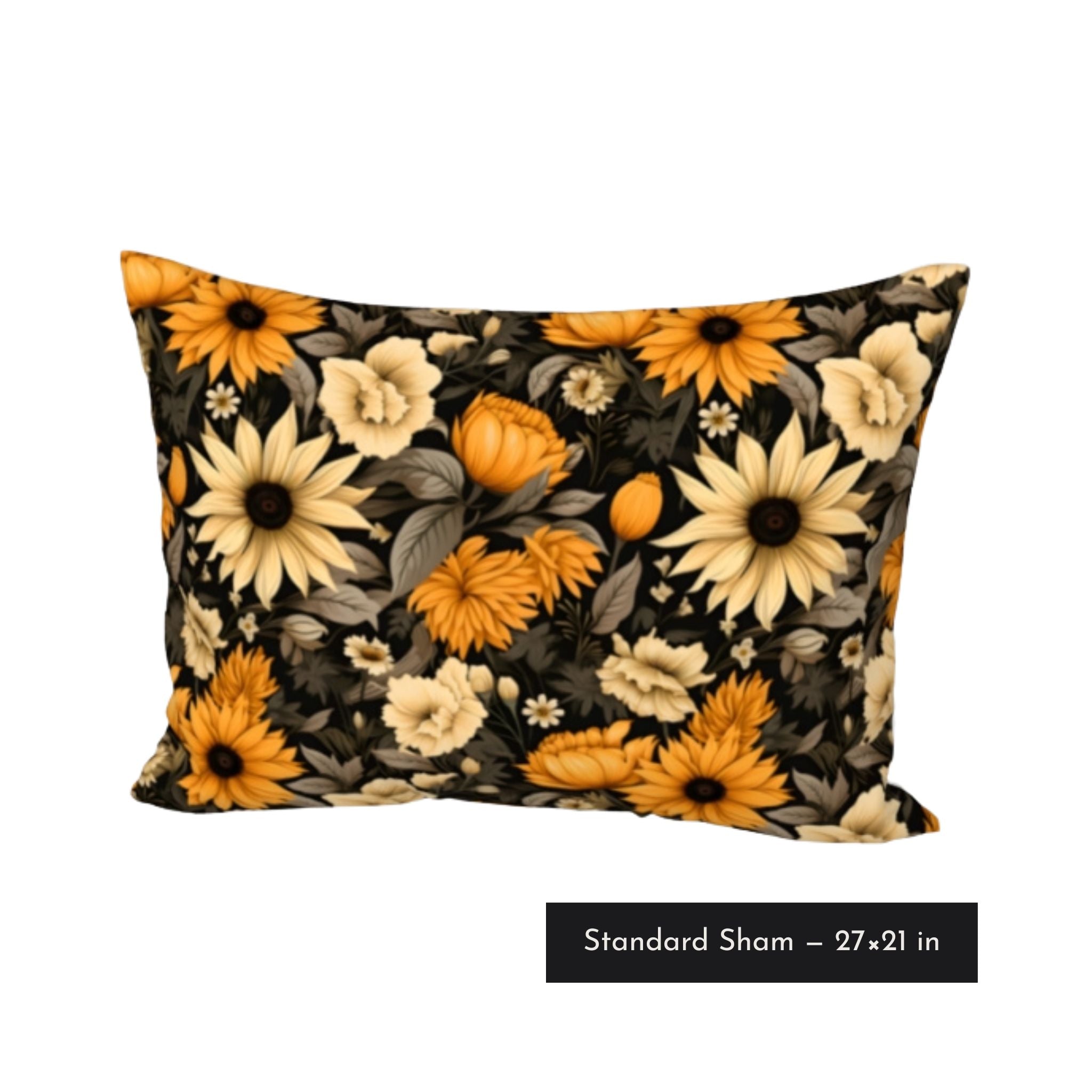 Standard size sunflower pillow sham in cotton.