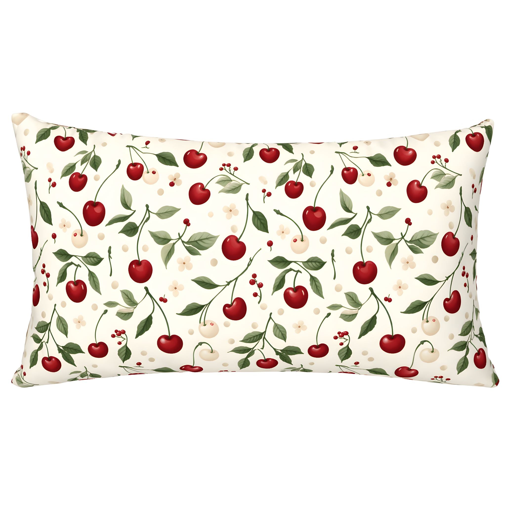 King size pillow with a cherry sham cover on a white background