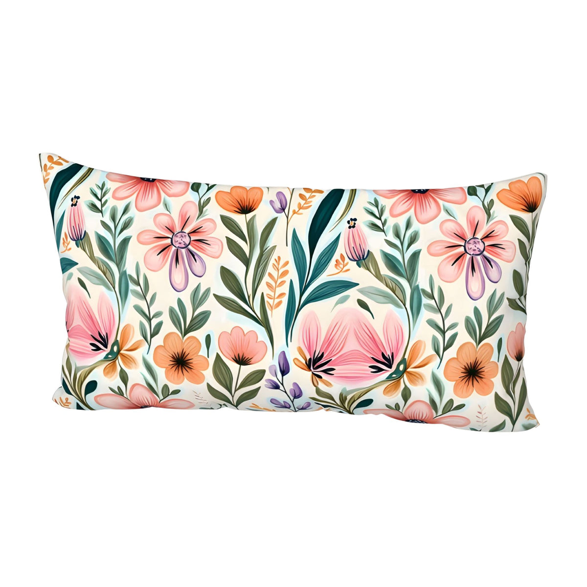 King size pink and orange flower pillow sham.