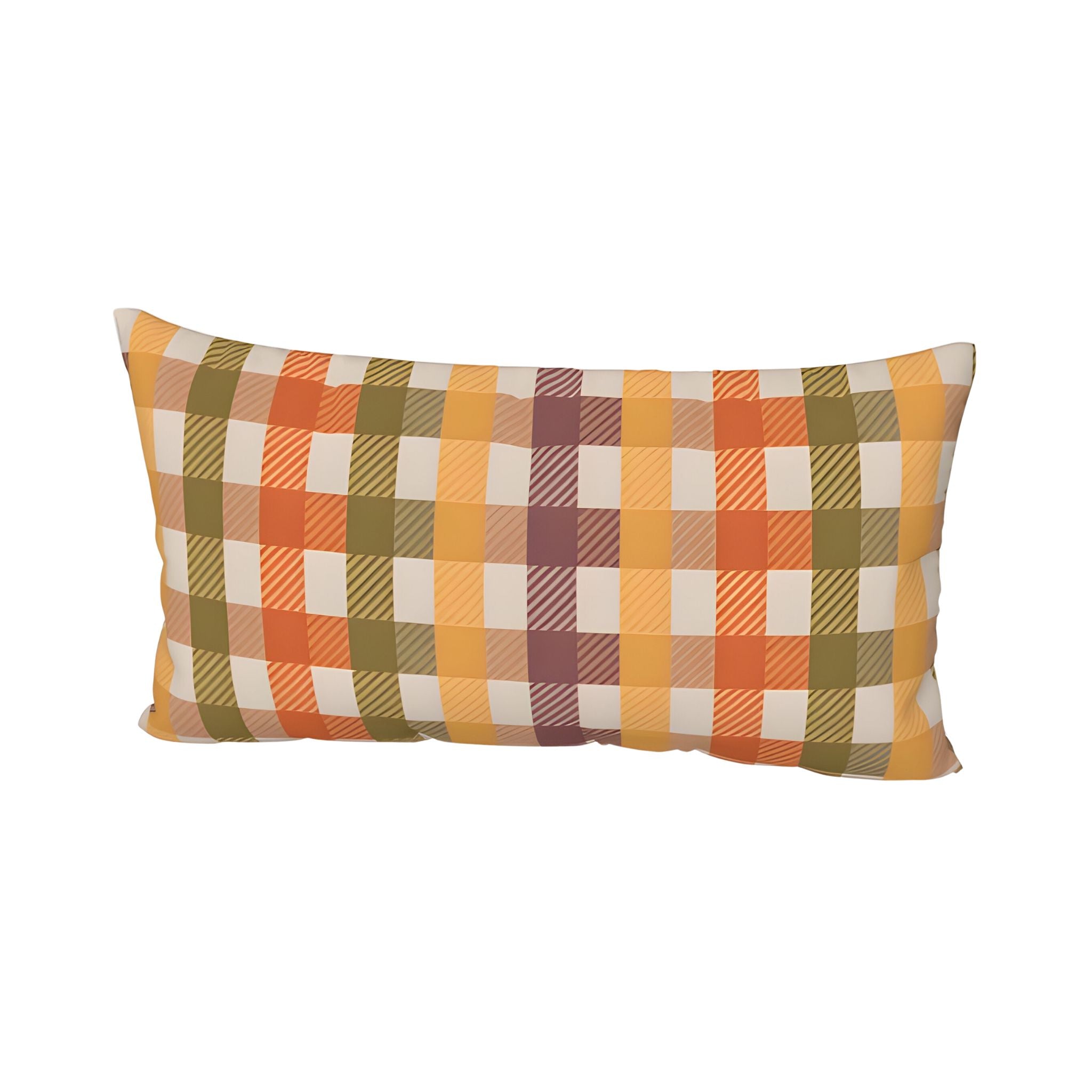 King sized plaid patterned pillow sham with autumn colors.