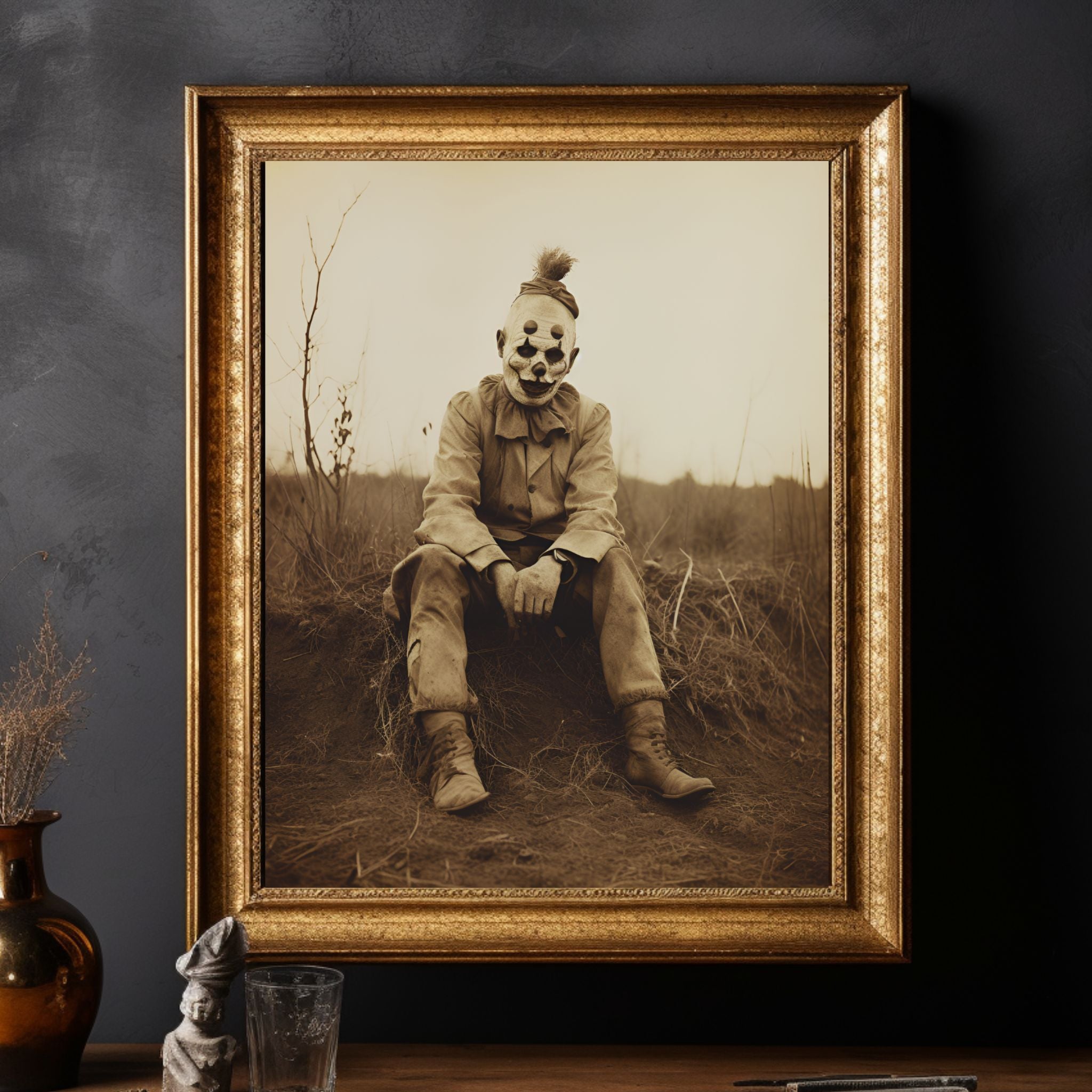 Scary Clown of Texas Vintage Photography Art Poster Print