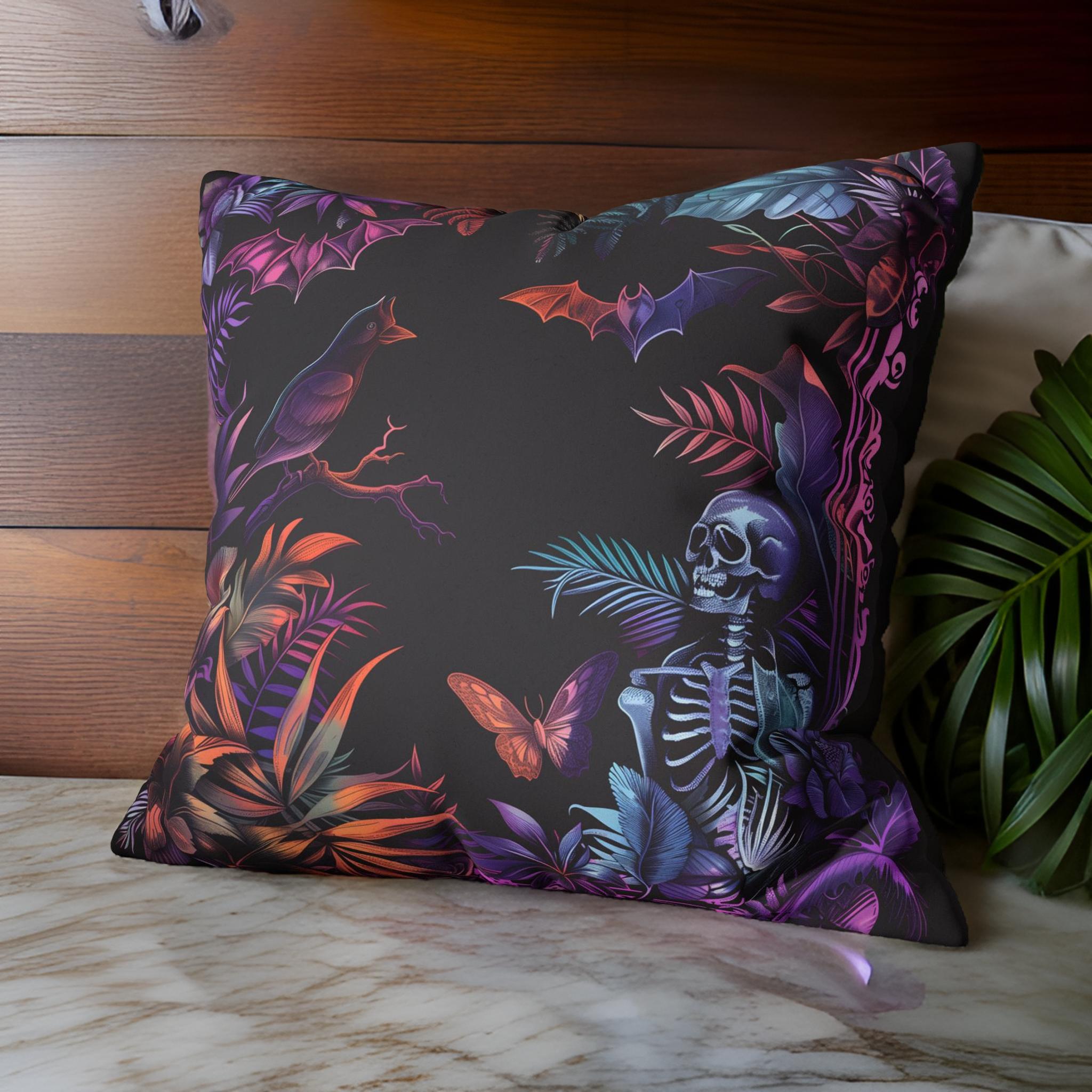 Skeleton Pillow – Tropical Gothic Decor | Skeleton Tropics